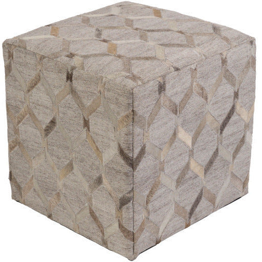 Surya Medora Modern Charcoal, Gray & Beige Pouf Ottoman MDPF-003 - Image 1