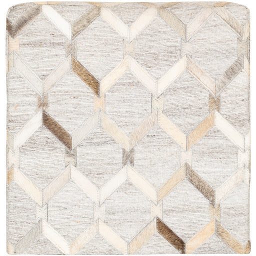 Surya Medora Modern Charcoal, Gray & Beige Pouf Ottoman MDPF-003 - Image 2