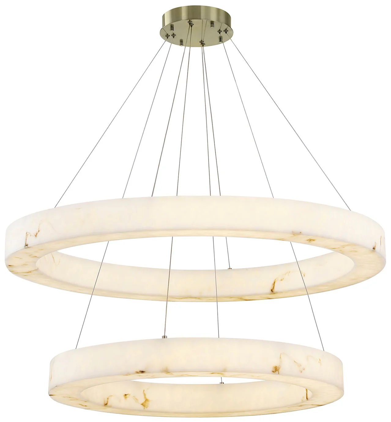 Medley 42" Wide Brushed Brass 2-Tier LED Ring Chandelier - Image 2