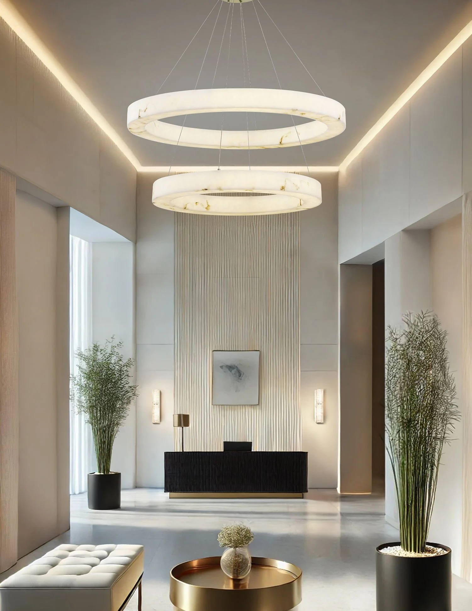 Medley 42" Wide Brushed Brass 2-Tier LED Ring Chandelier - Image 3