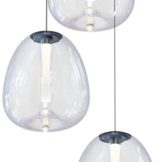 Mela 20"W 3-Light Black LED Pendant w/ Dichroic Glass Shade - Image 2