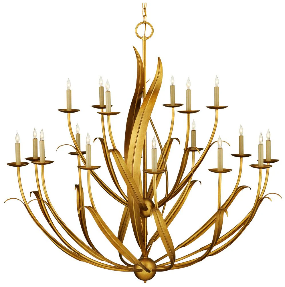 Menefee 49 1/4" Wide Antique Gold Leaf 18-Light Chandelier - Image 2
