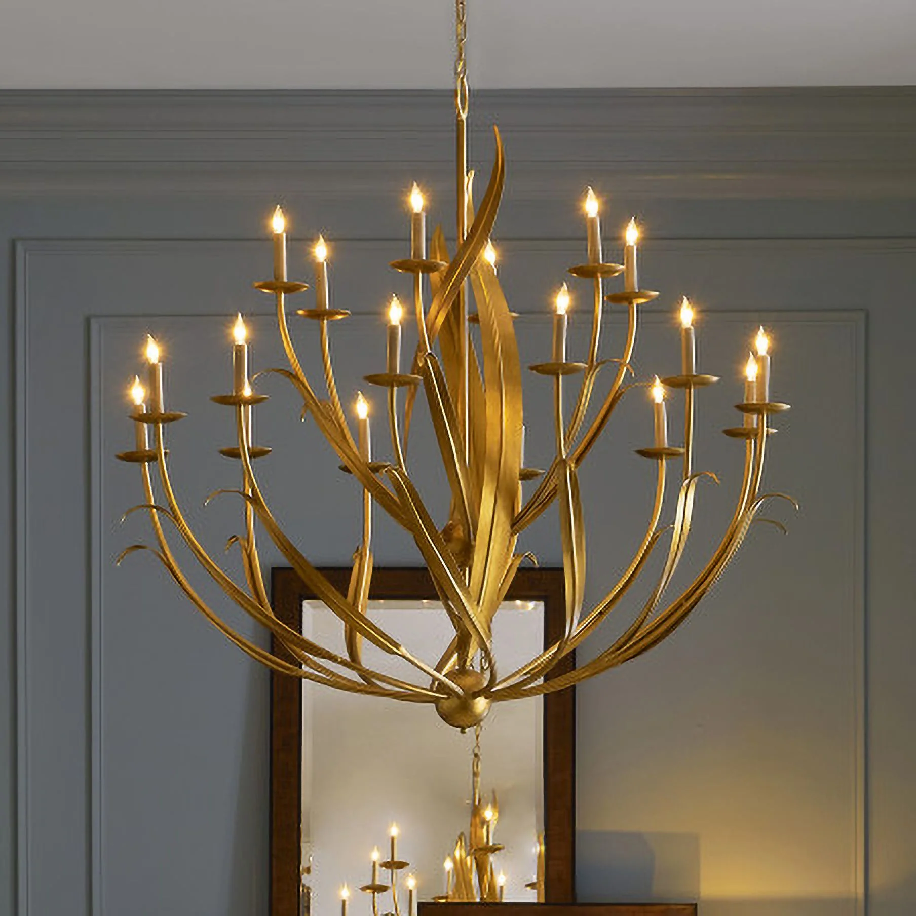 Menefee 49 1/4" Wide Antique Gold Leaf 18-Light Chandelier - Image 1