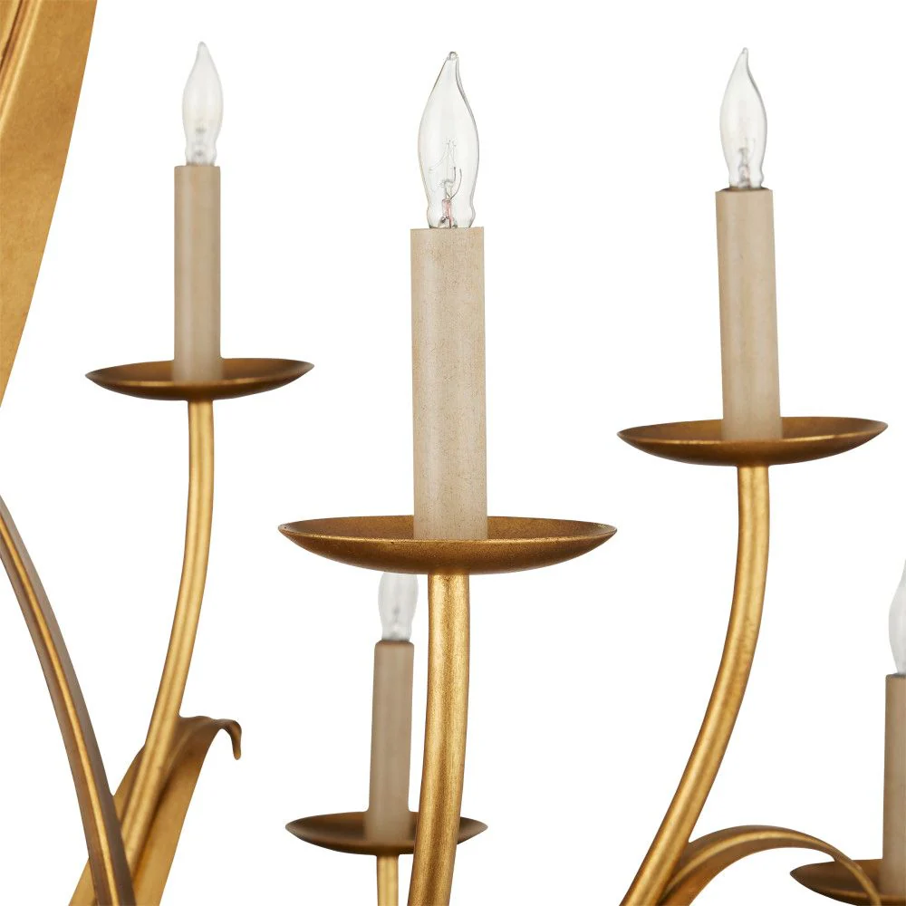 Menefee 49 1/4" Wide Antique Gold Leaf 18-Light Chandelier - Image 3