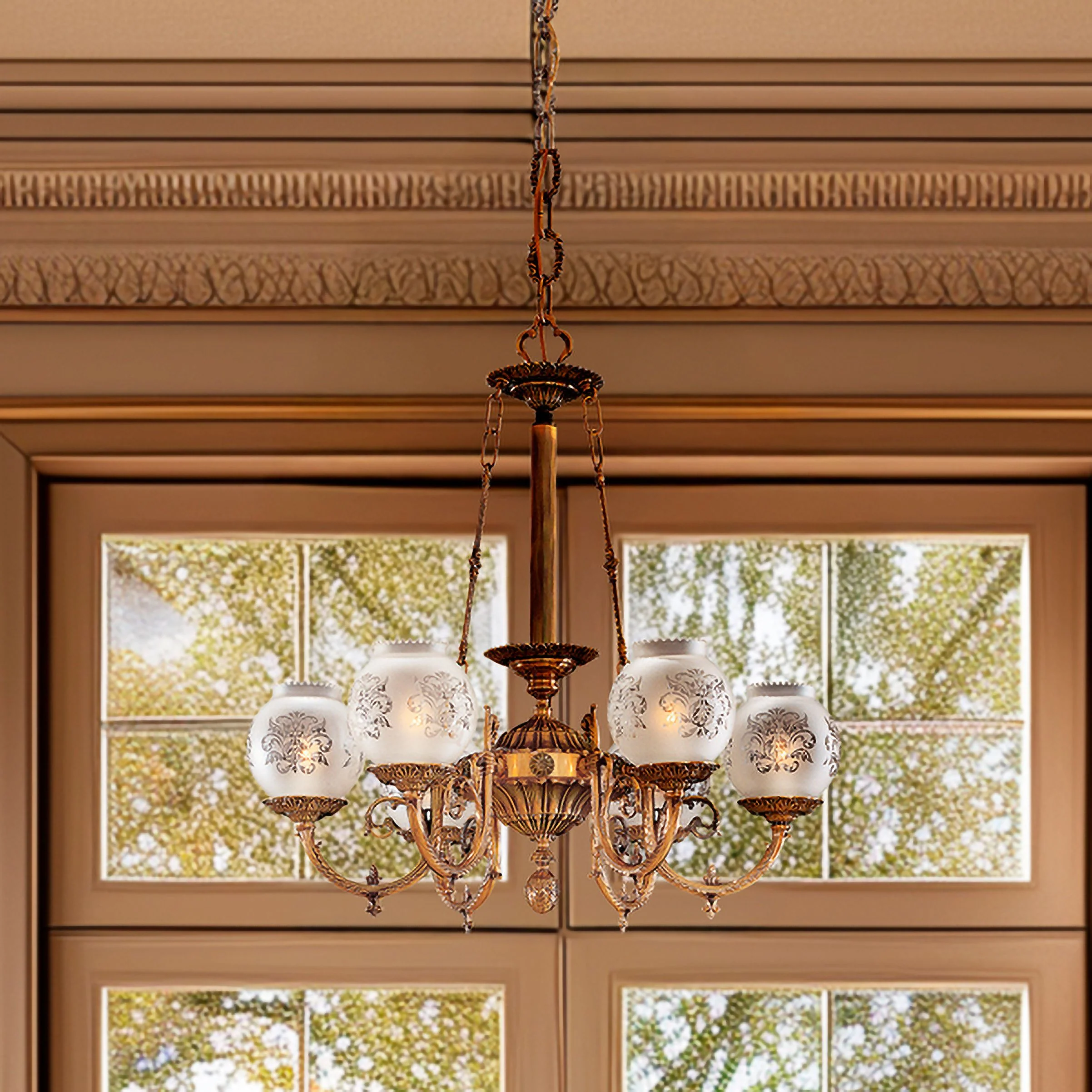 Metropolitan 6-Light 26-in Antique Classic Brass Indoor Chandelier - Image 1
