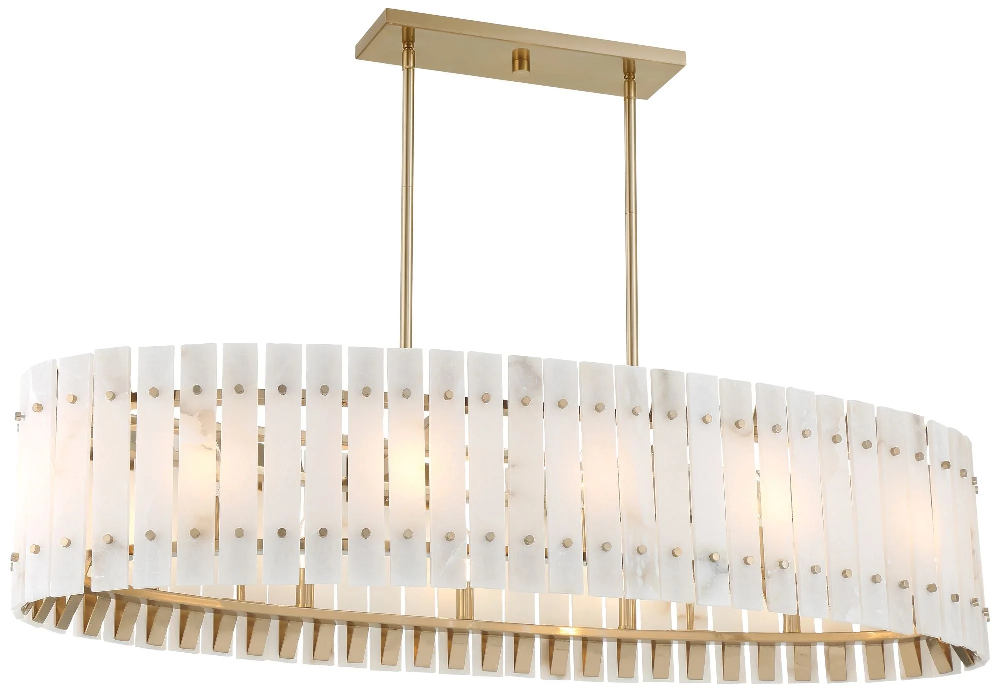 Metropolitan Bardon 5-Light 48.24-in Celeste Brass Chandelier with Shade - Image 1
