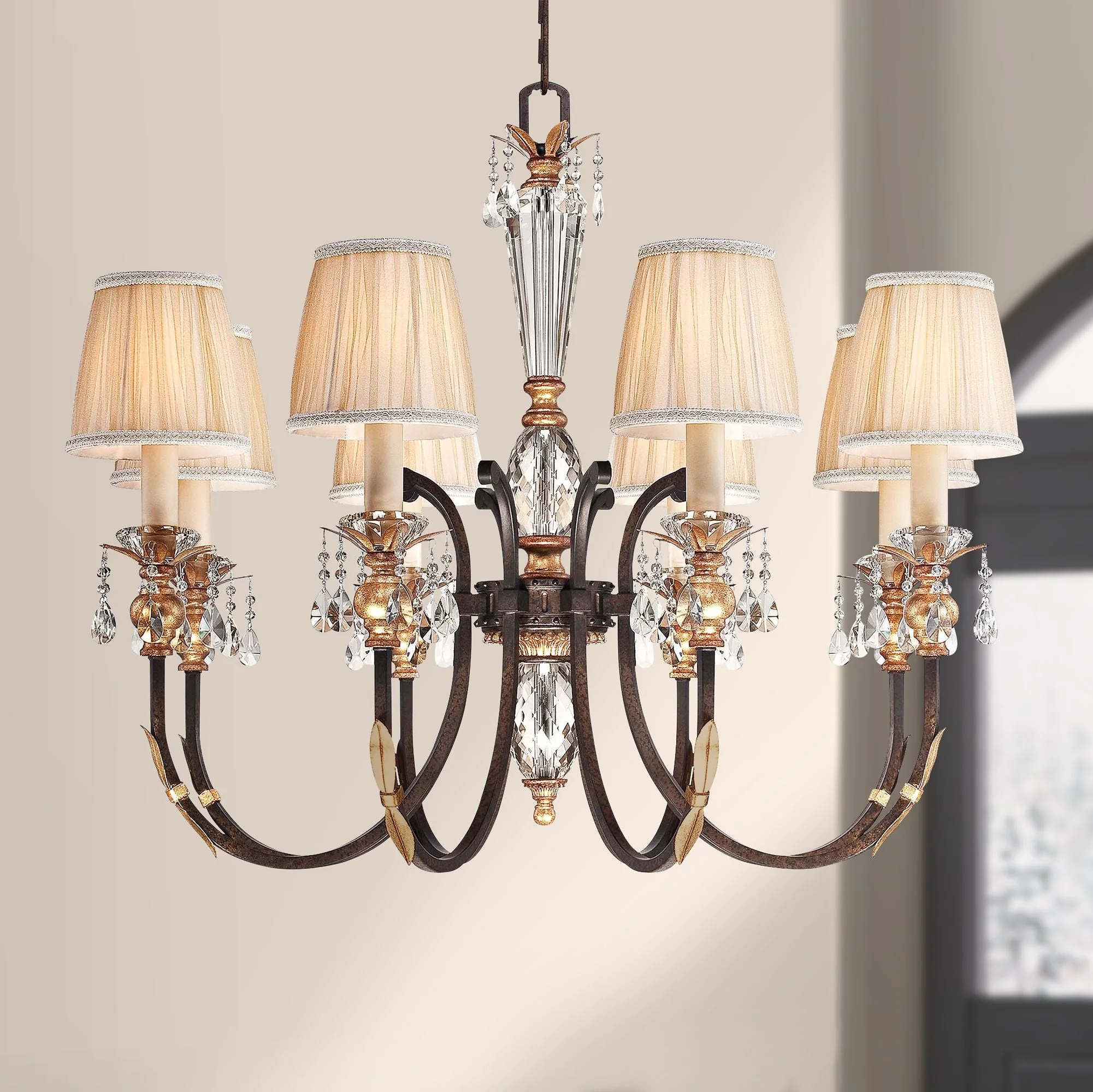 Metropolitan Bella Cristallo 35" Wide Bronze and Crystal Chandelier - Image 1
