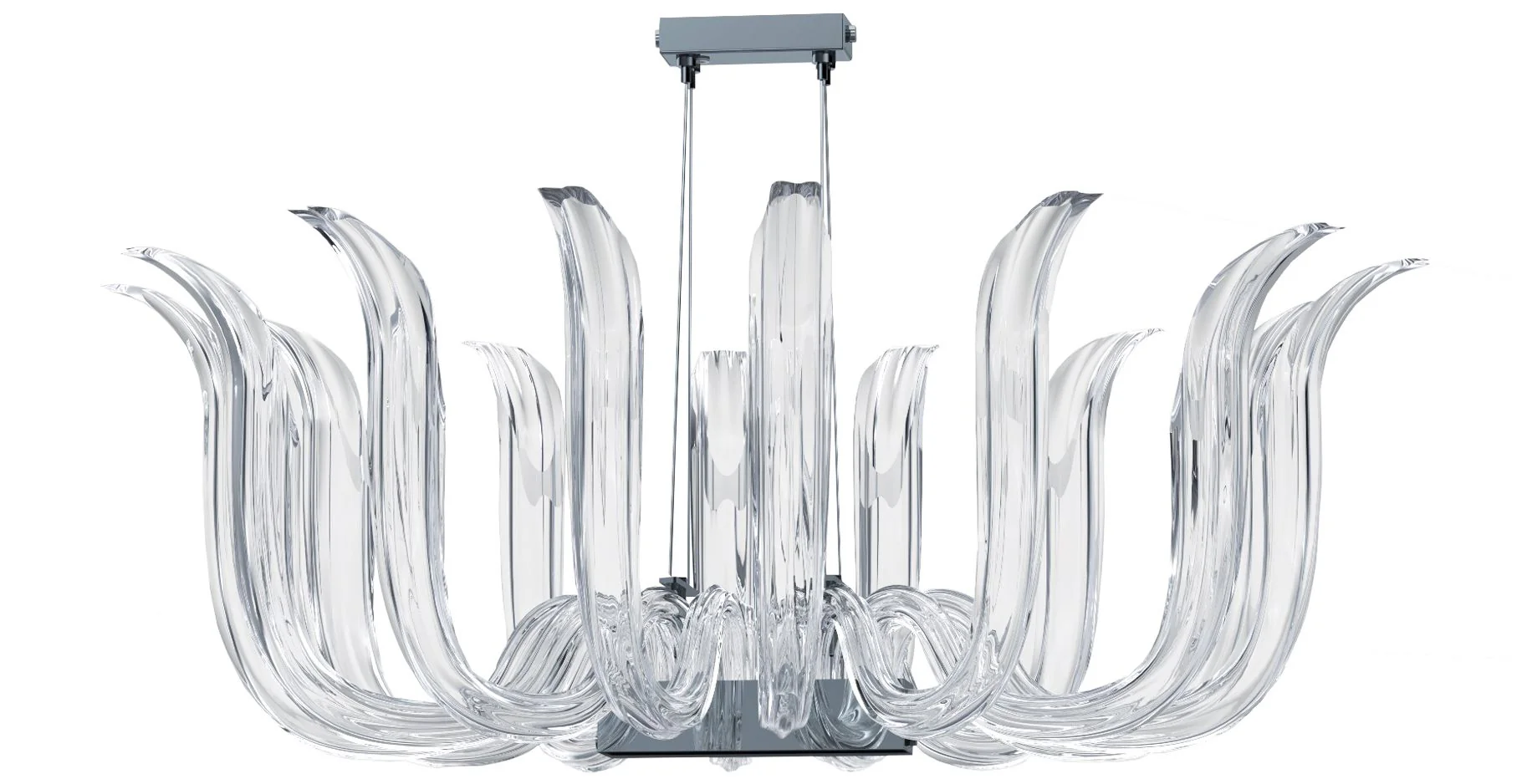 Metropolitan Cisne 12-Light Polished Nickel Pendant with Crystal Shades - Image 1