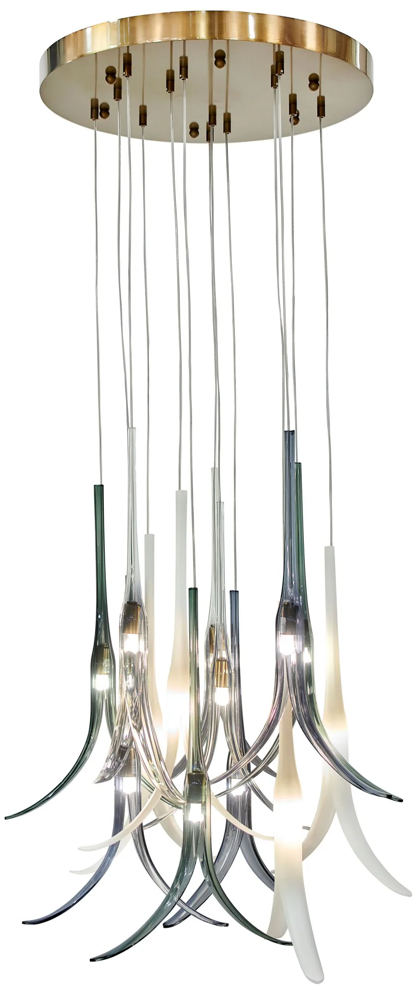 Metropolitan Featherly 13-Light Gold Pan Pendant with Smoke Blue Shade - Image 1