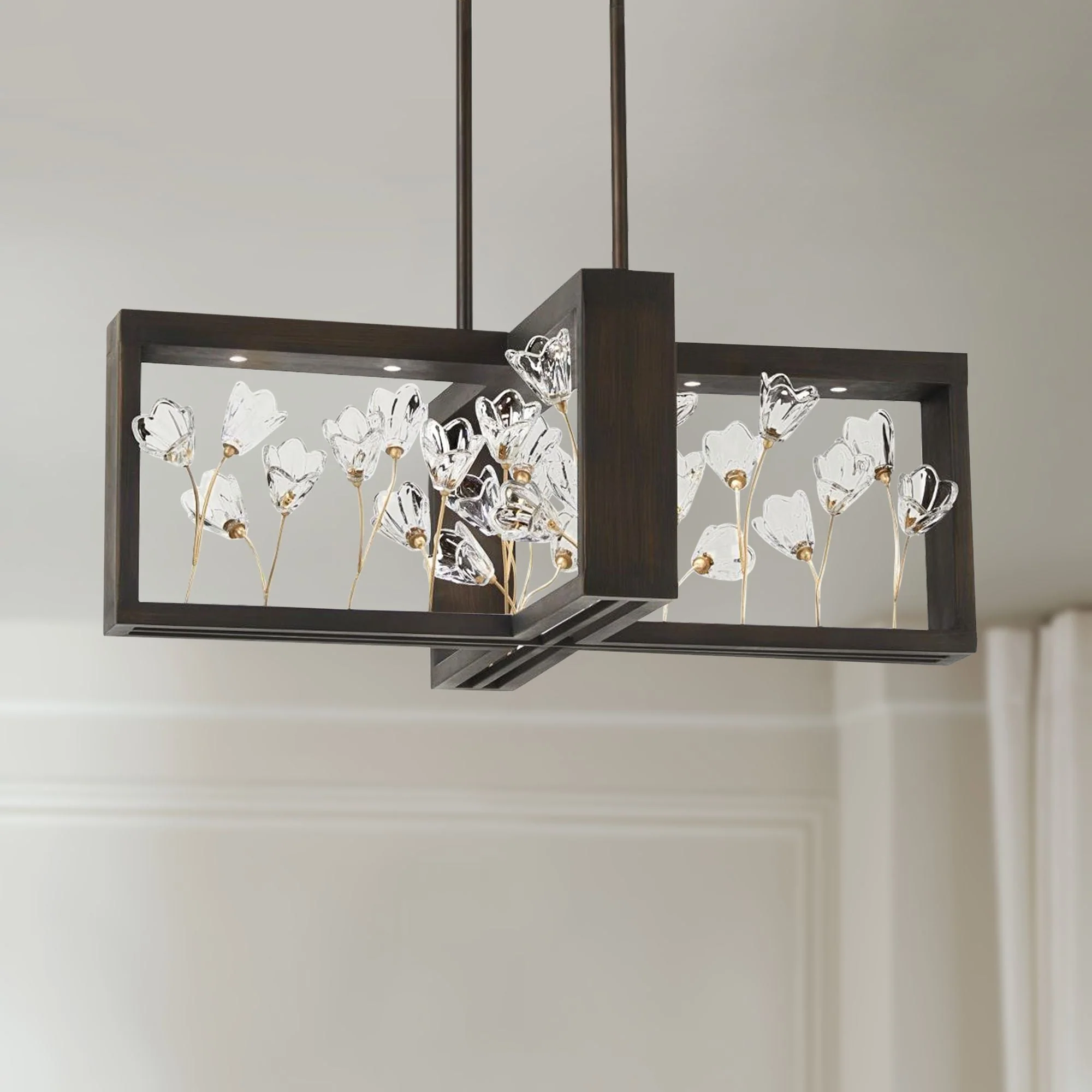 Metropolitan Maison Des Fleurs 30" Wide Bronze 4-Light LED Chandelier - Image 1