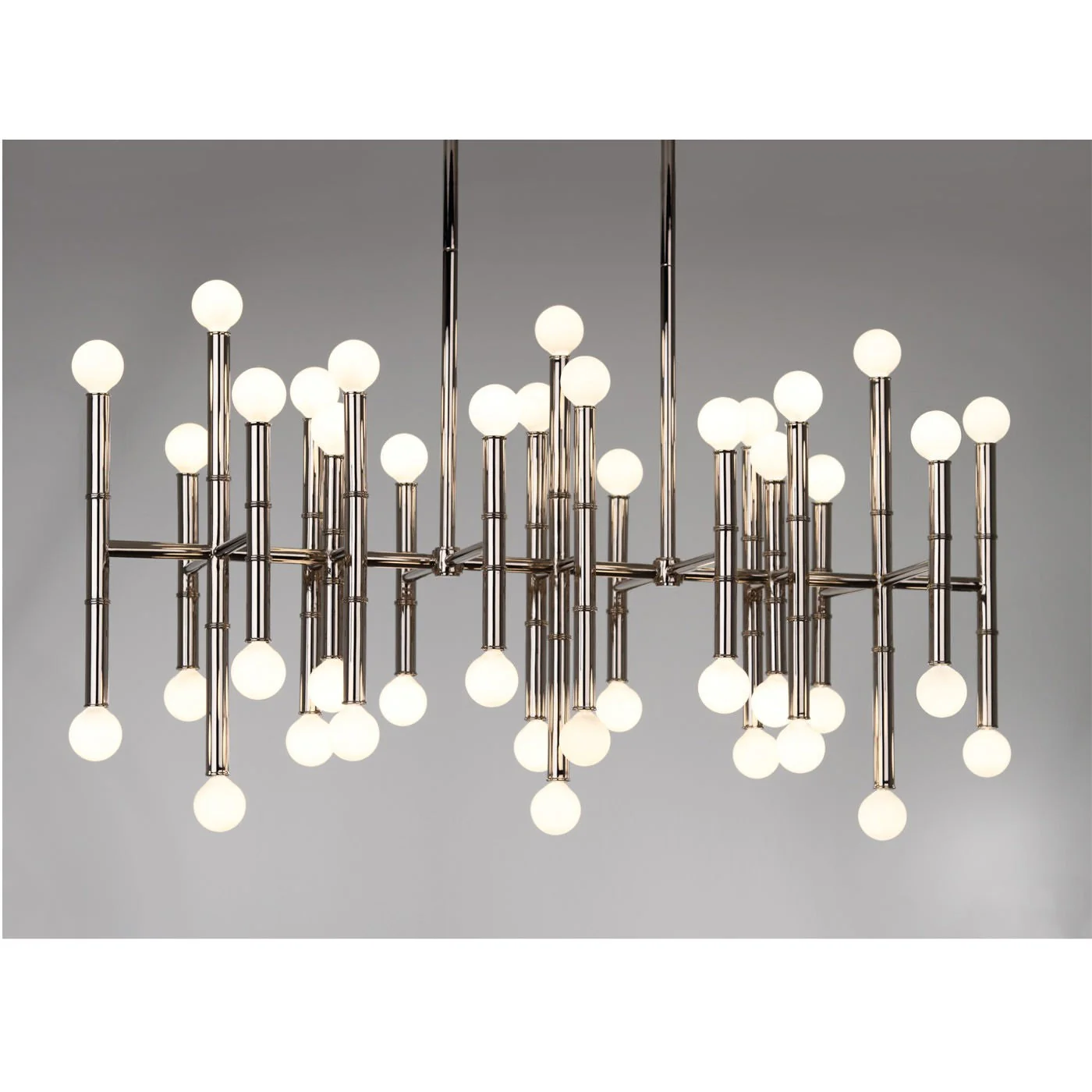 Polished Nickel 42 Light Andy Abbey GM079 Chandeliers with Shades  14Wx24Hx38L - Image 1
