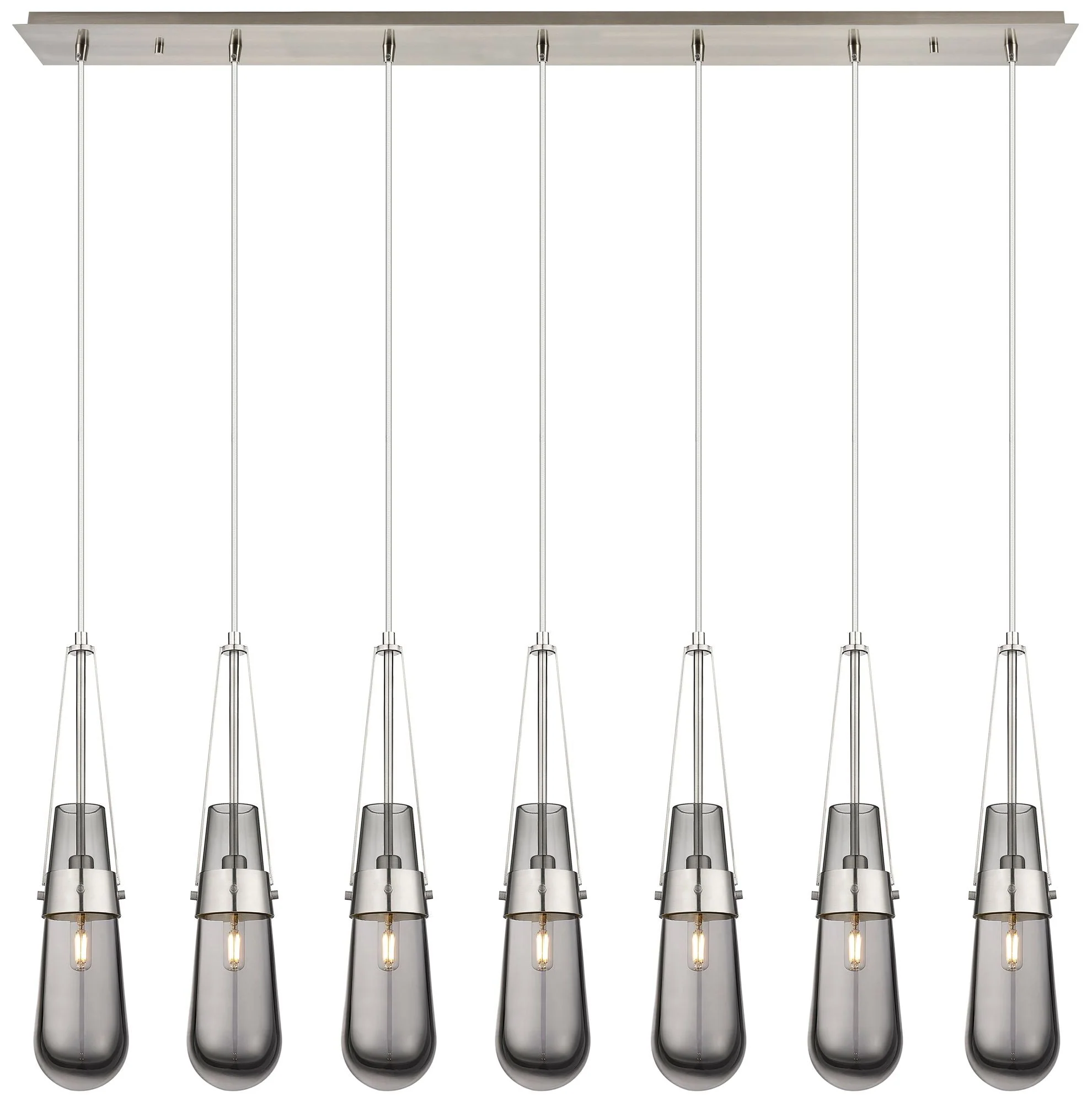 Milan 48.13" Wide 7 Light Brushed Brass Linear Pendant With Clear Shad - Image 1