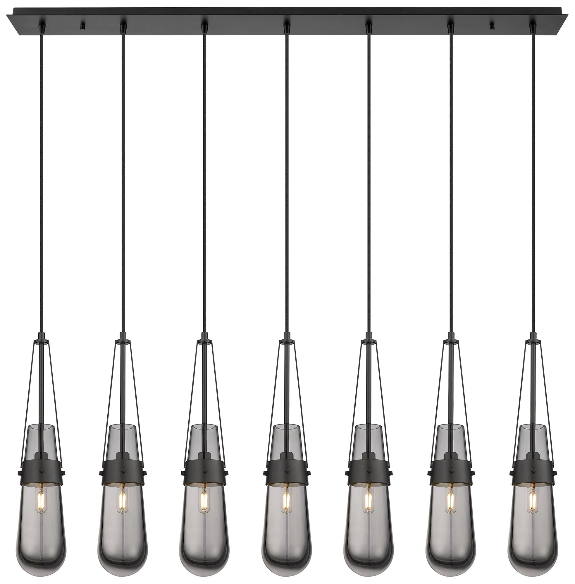 Milan 48.13" Wide 7 Light Matte Black Linear Pendant With Clear Shade - Image 1