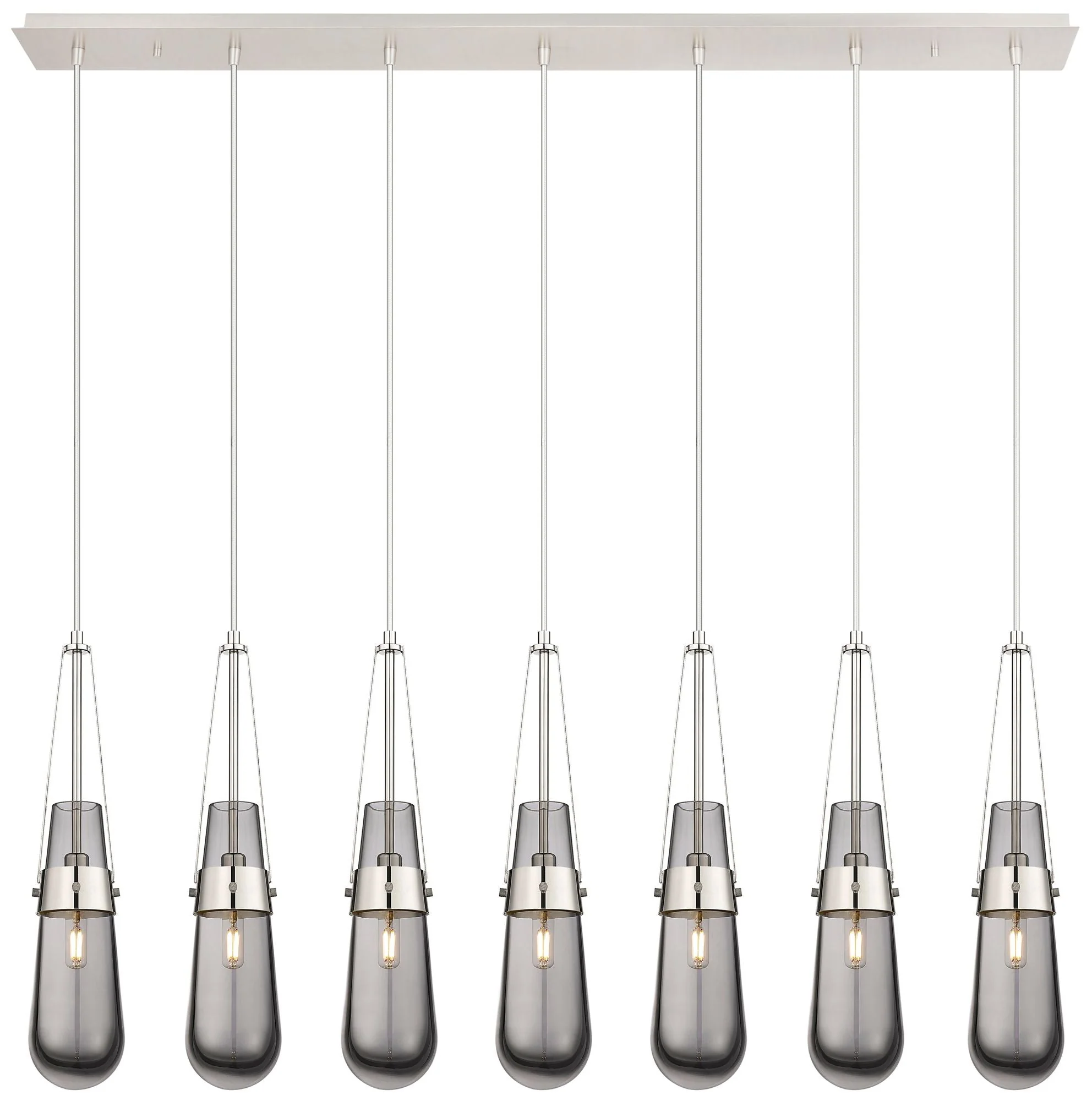Milan 48.13" Wide 7 Light Polished Nickel Linear Pendant With Clear Sh - Image 1