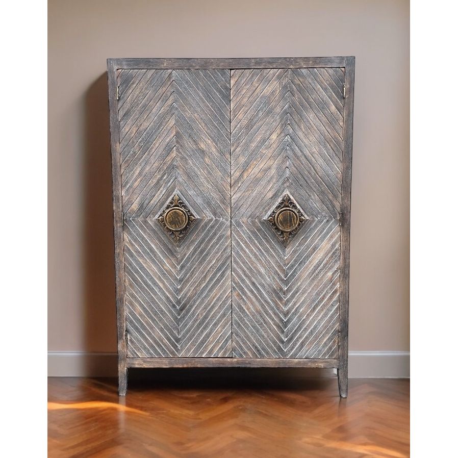 Casa Bonita Peruvian Hand-Painted Carved Wood Milan Armoire