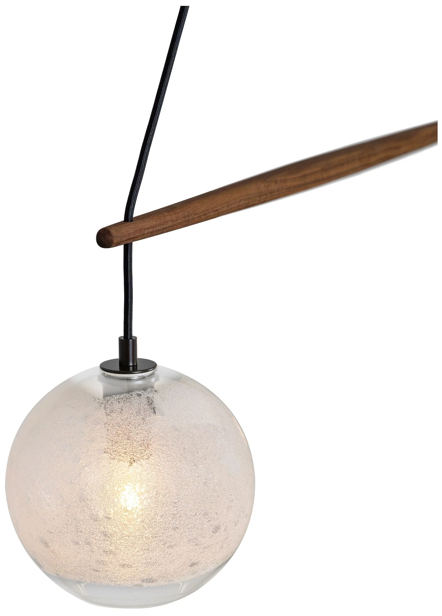 Miro 9" Wide Clear Bubble Glass Walnut Crossbar Chandelier w/ Black Ac - Image 1