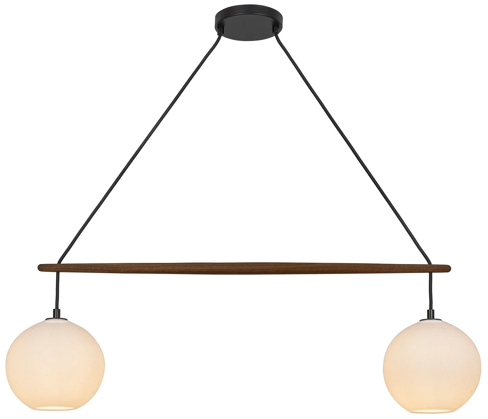 Miro 9" Wide LED White Bubble Glass Walnut Crossbar Chandelier Black A - Image 1