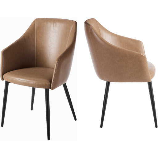 Surya Milford Modern SET OF 2  Faux Leather Dining Chairs With Black Metal Legs - Image 1