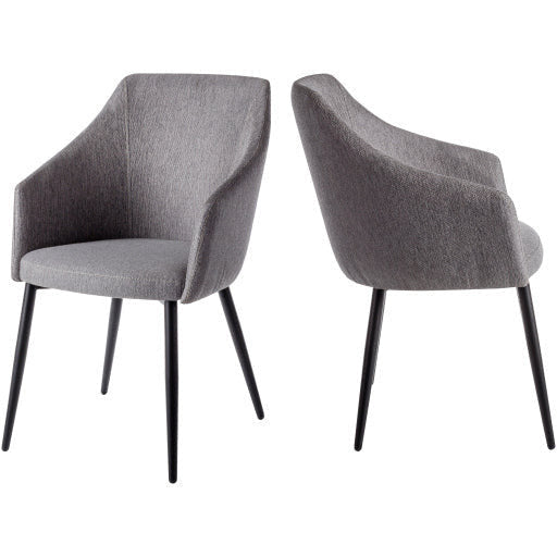 Surya Milford Modern SET OF 2 Grey Jacquard Dining Chairs With Black Metal Legs - Image 1