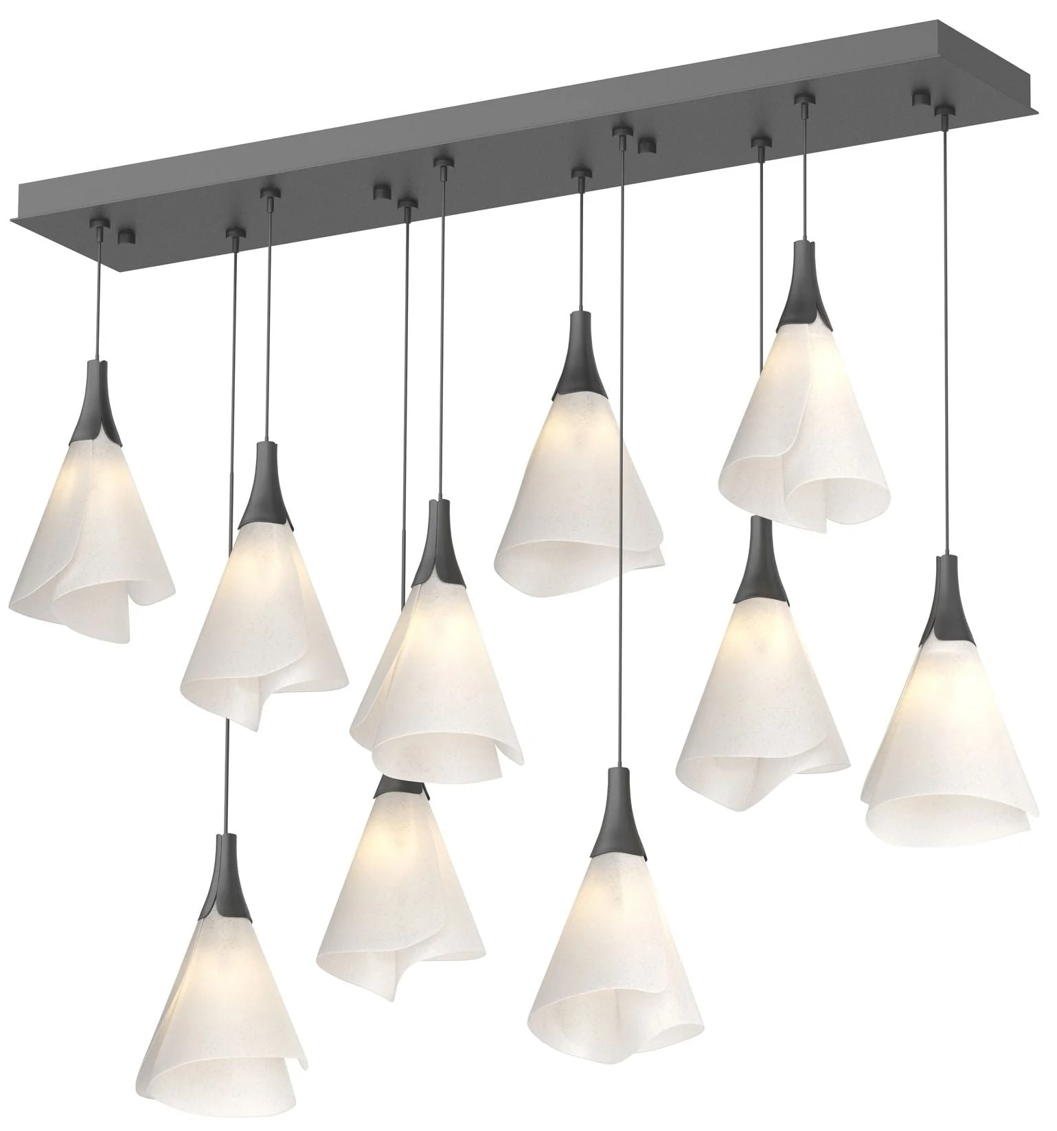 Mobius 10-Light Rectangular Pendant - Black - Frost Shade - Standard Height - Image 1