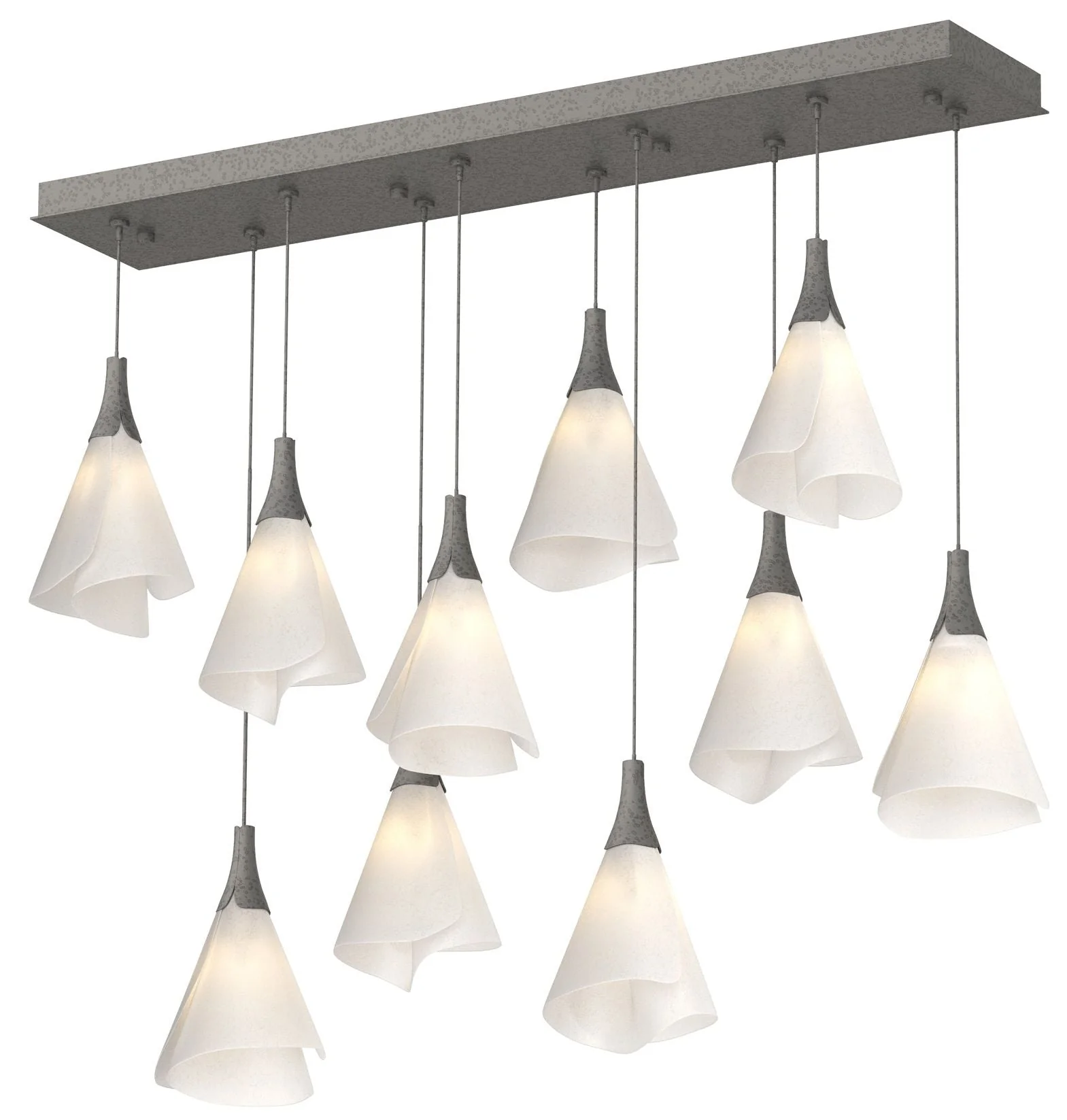 Mobius 10-Light Rectangular Pendant - Iron - Spun Frost Shade - Image 1