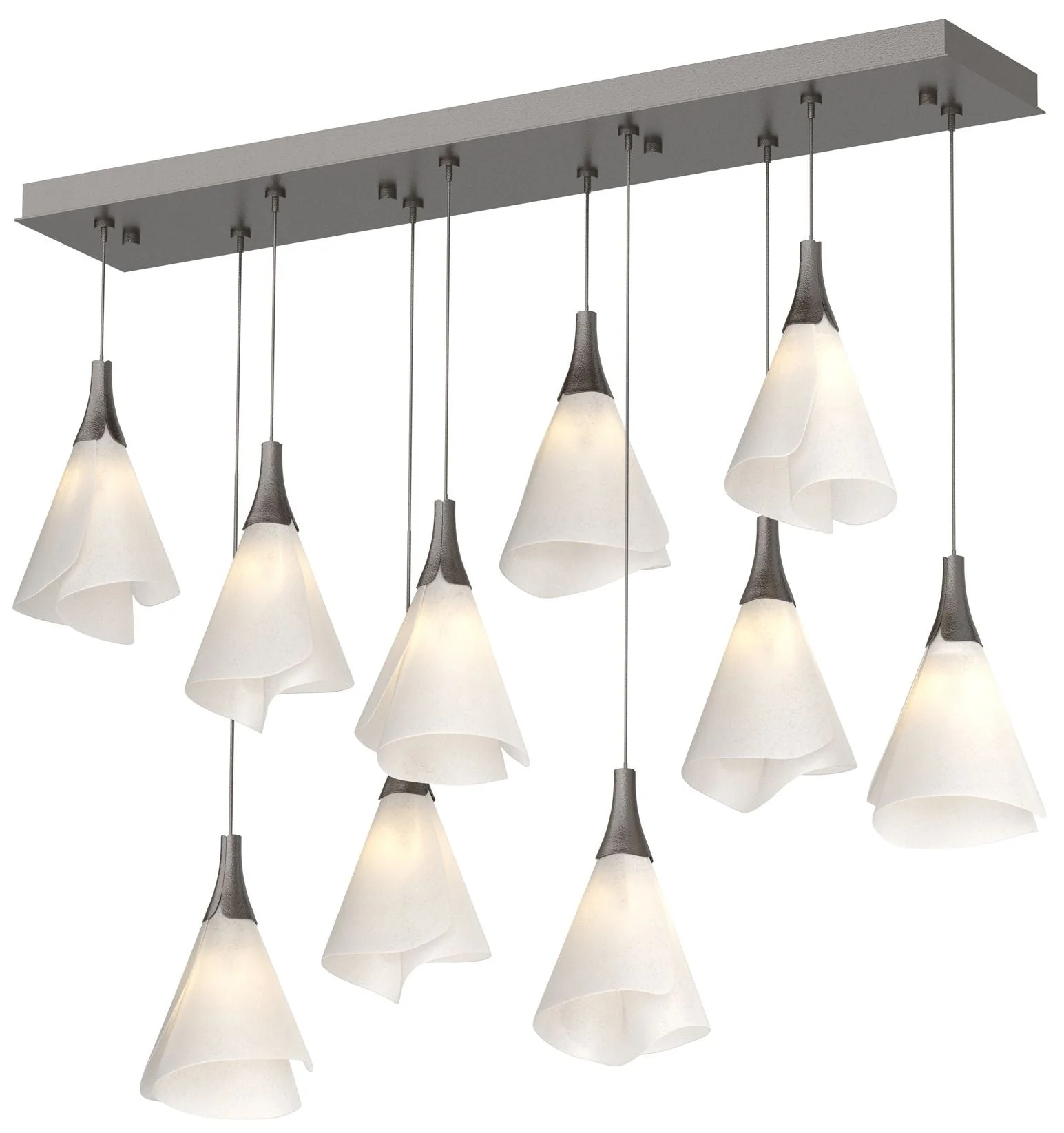 Mobius 10-Light Rectangular Pendant - Oil Rubbed Bronze - Spun Frost Shade - Image 1