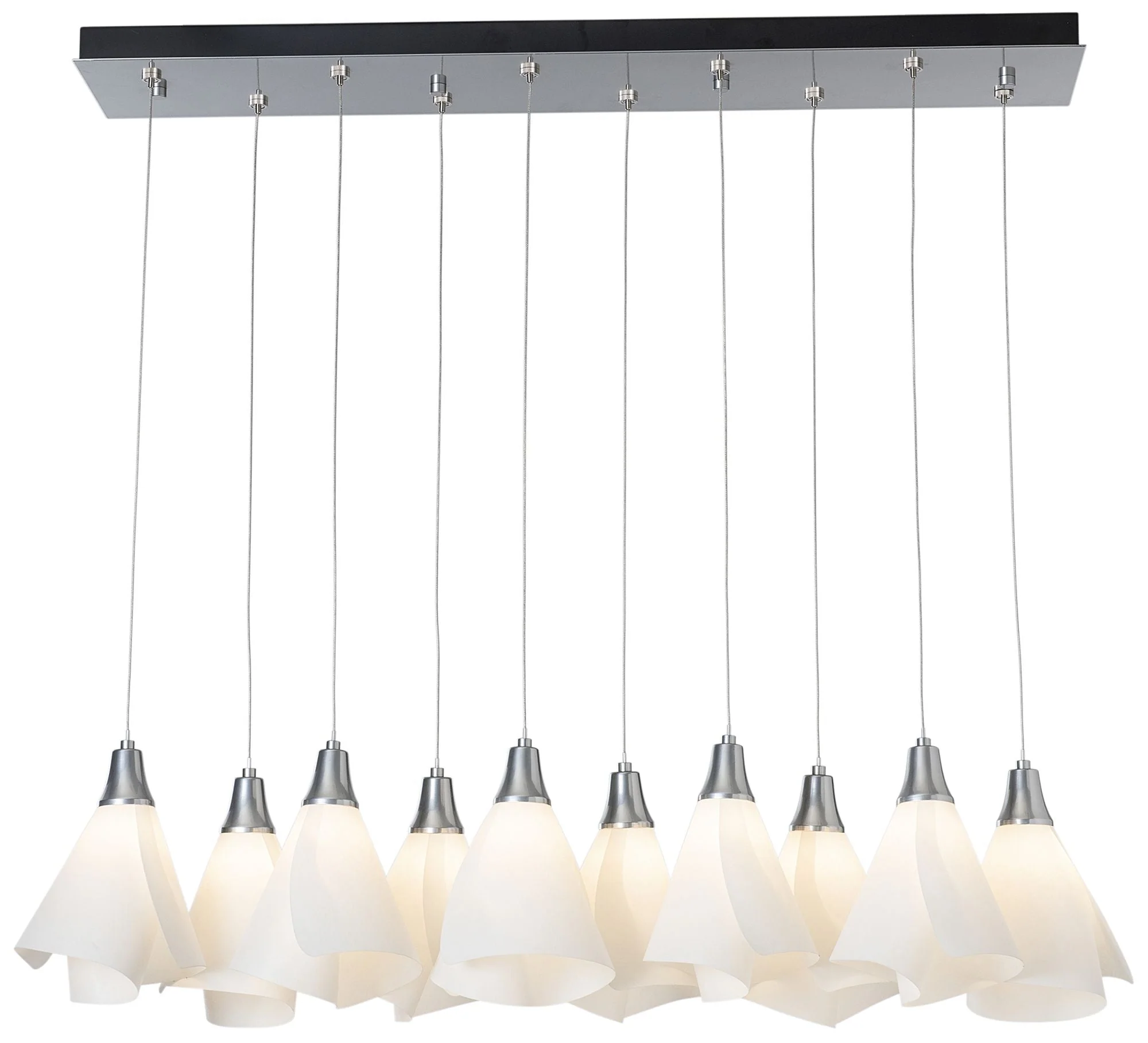Mobius 10-Light Rectangular Pendant - Sterling - Frost Shade - Standard - Image 1