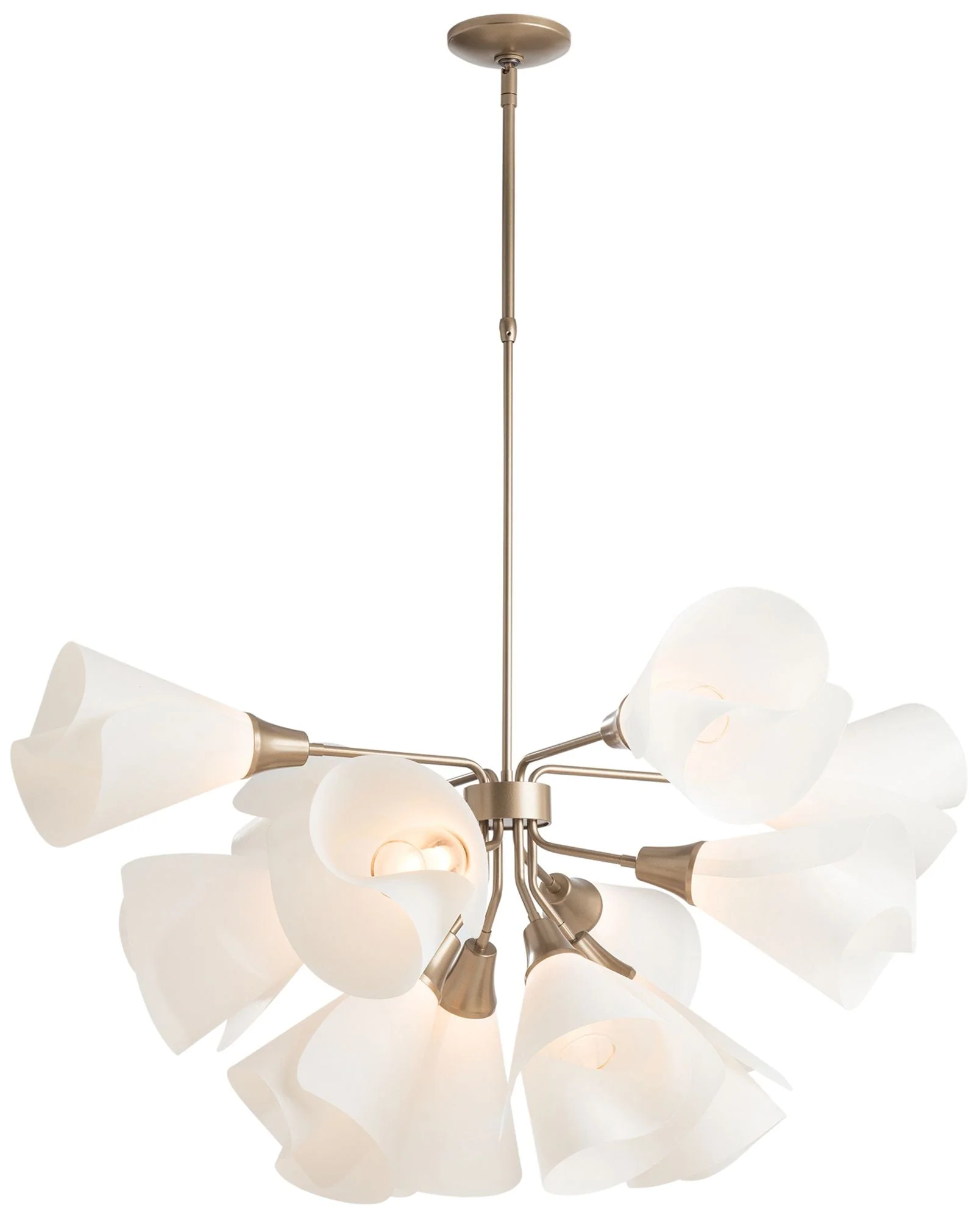 Mobius 12-Light Pendant - Gold Finish - Spun Frost Shade - Standard Height - Image 1