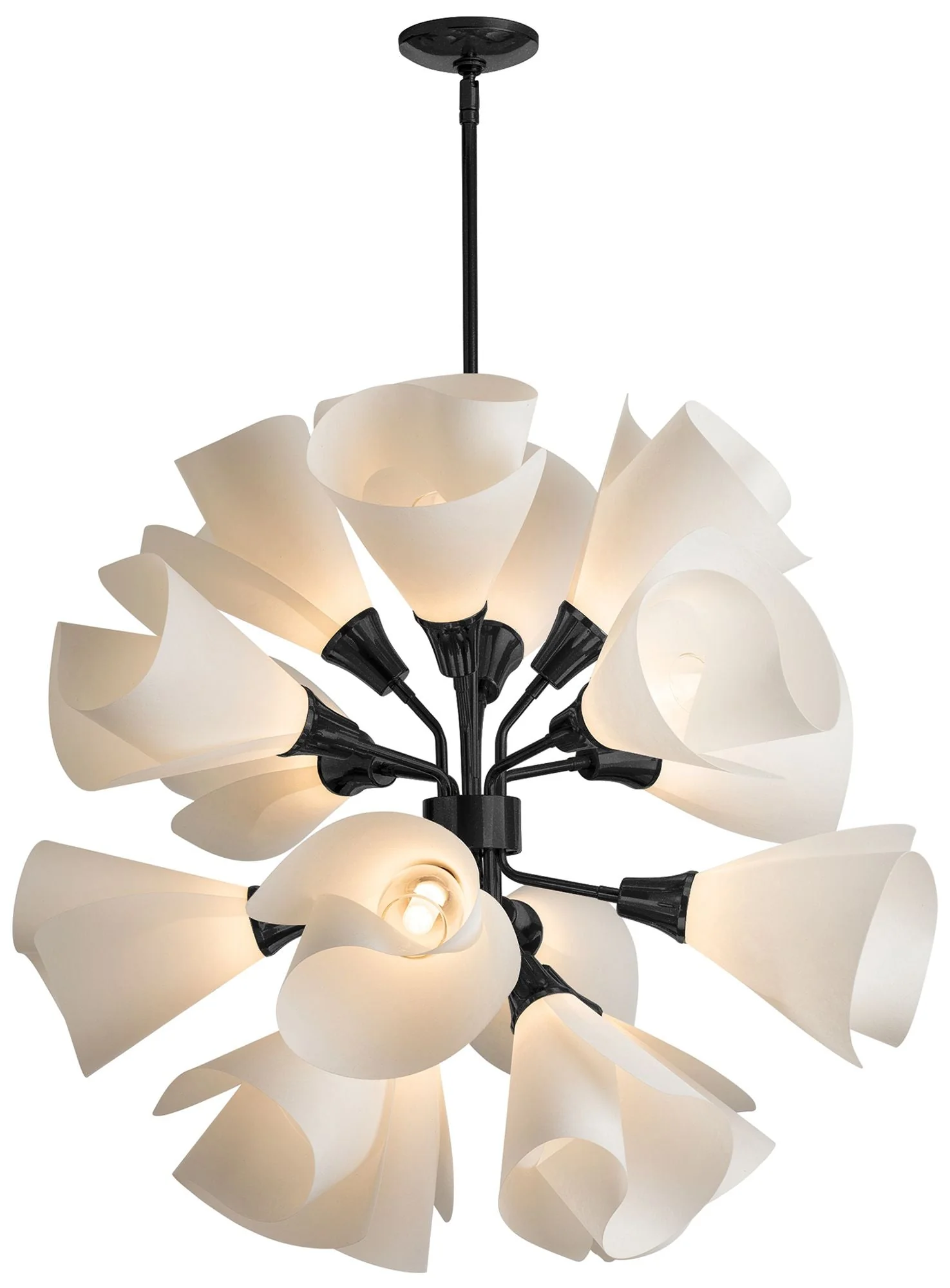 Mobius 16-Light Orb Pendant - Black Finish - Frost Shade - Standard Height - Image 1
