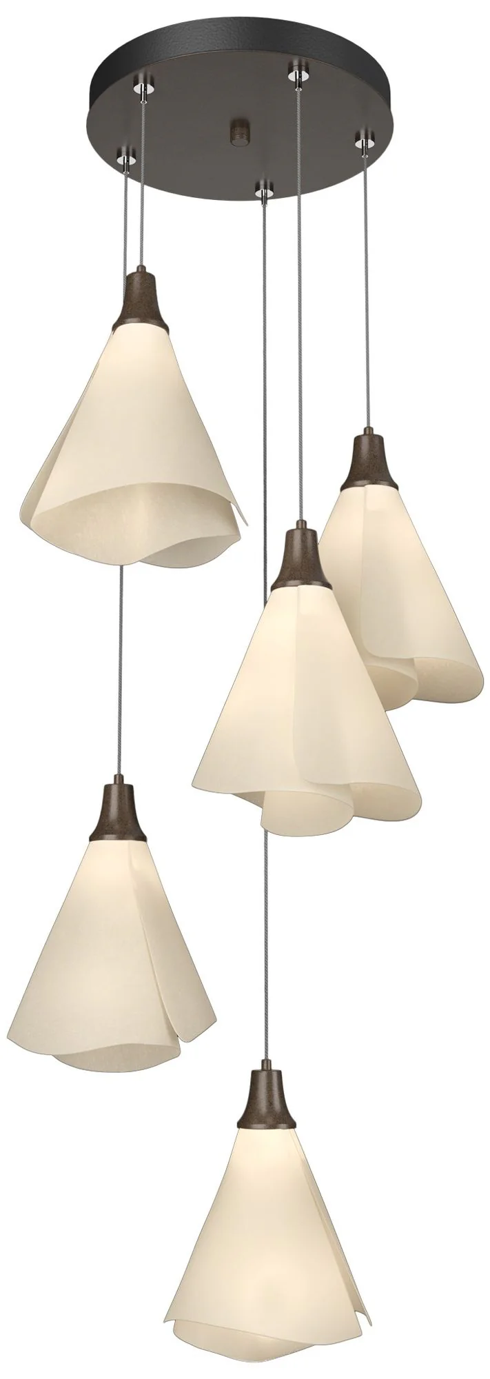 Mobius 17.3" Wide 5-Light Bronze Pendant With Spun Frost Shade - Image 1