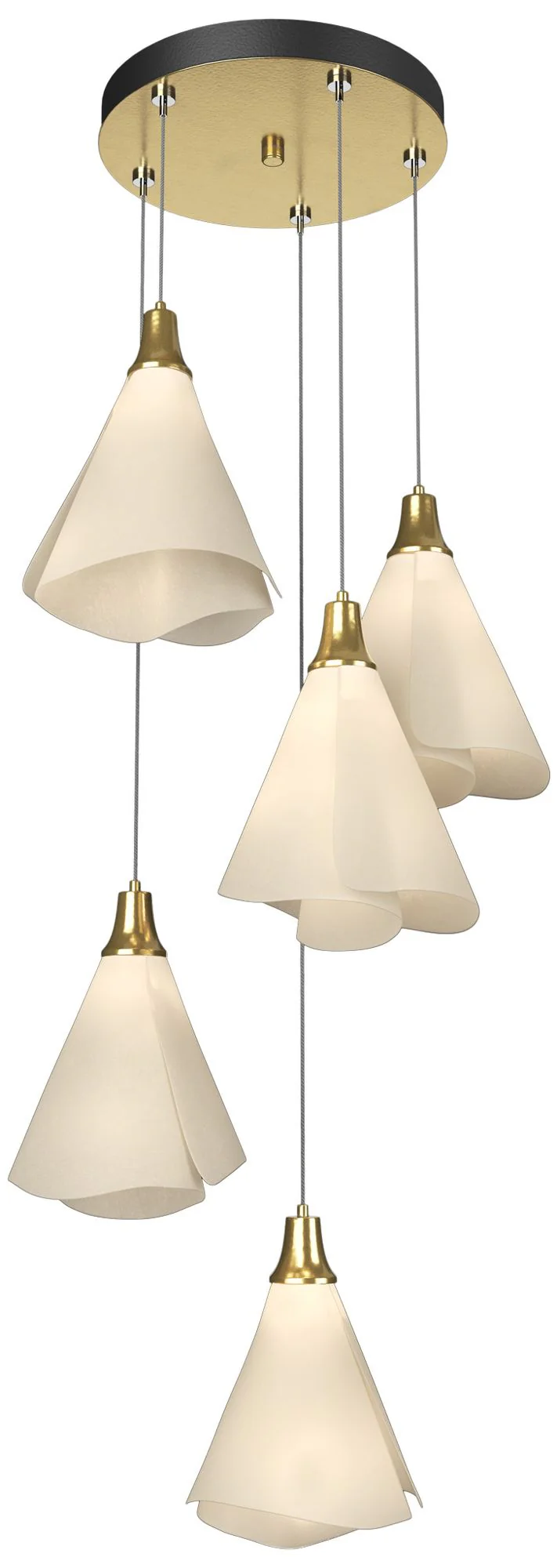 Mobius 17.3" Wide 5-Light Modern Brass Pendant With Spun Frost Shade - Image 1