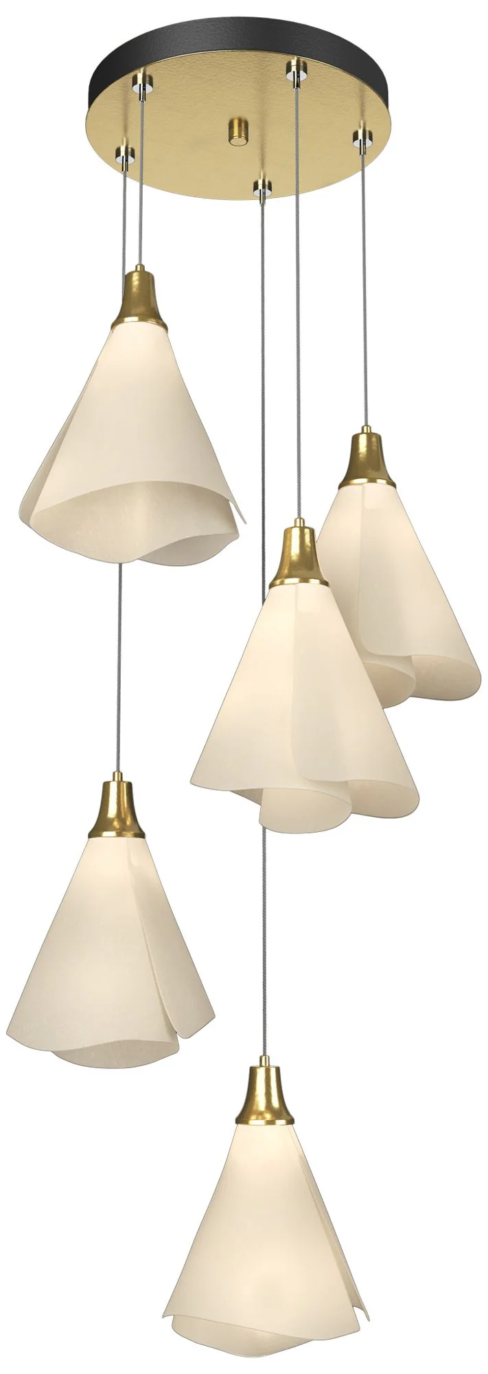 Mobius 17.3" Wide 5-Light Modern Brass Standard Pendant w/ Spun Frost - Image 1