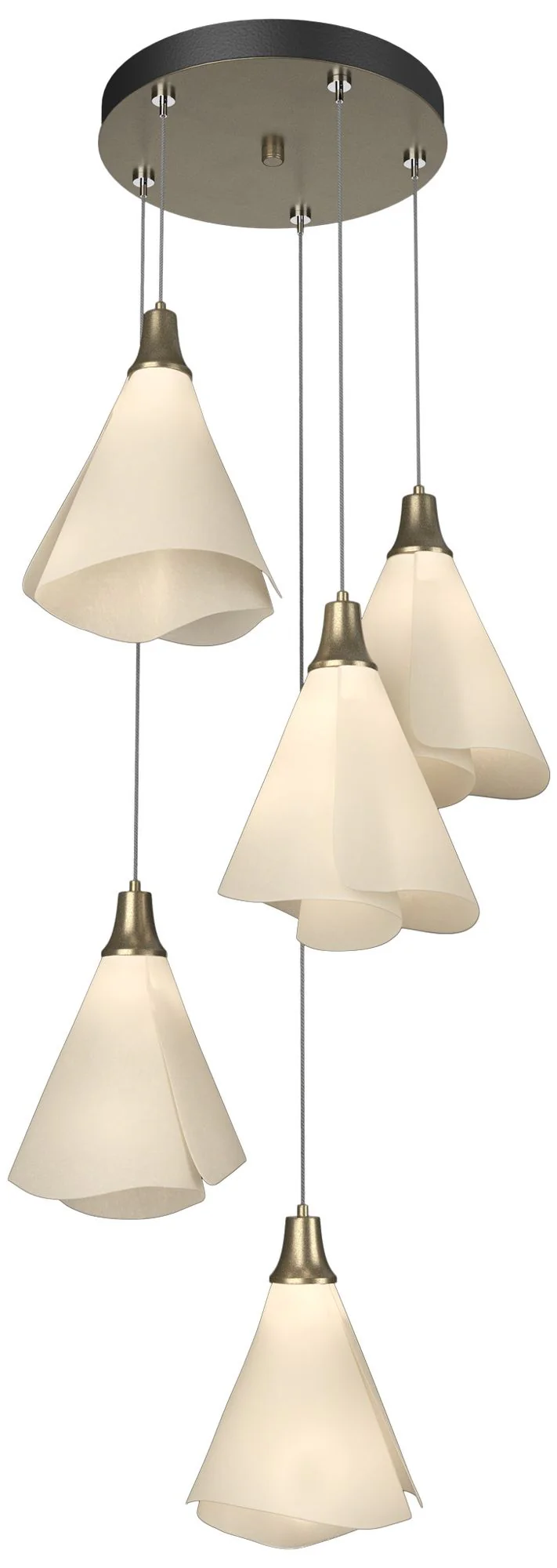 Mobius 17.3" Wide 5-Light Soft Gold Pendant With Spun Frost Shade - Image 1
