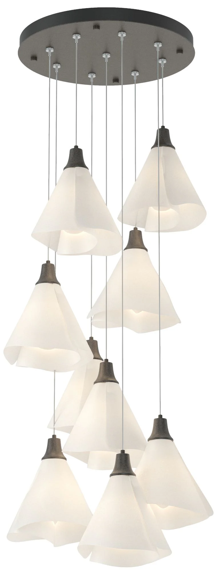 Mobius 20.8"W 9-Light Round Iron Standard Pendant w/ Spun Frost Shade - Image 1