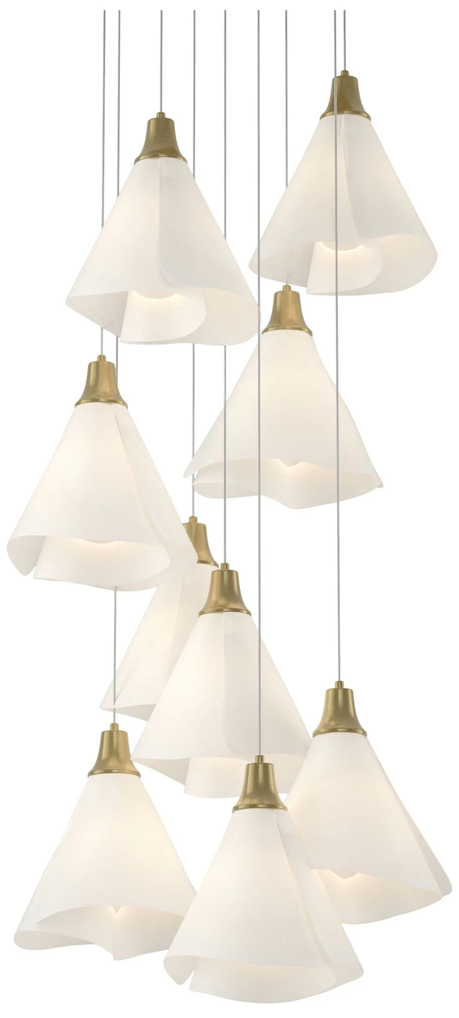Mobius 20.8"W 9-Light Round Modern Brass Long Pendant w/ Spun Frost Sh - Image 1