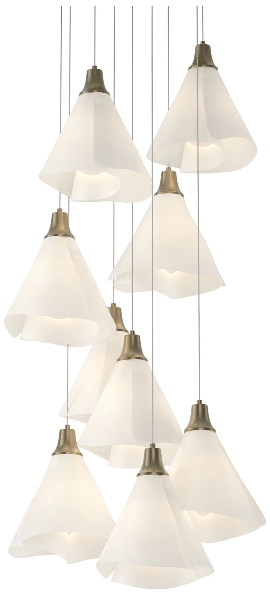 Mobius 20.8"W 9-Light Round Soft Gold Long Pendant w/ Spun Frost Shade - Image 1