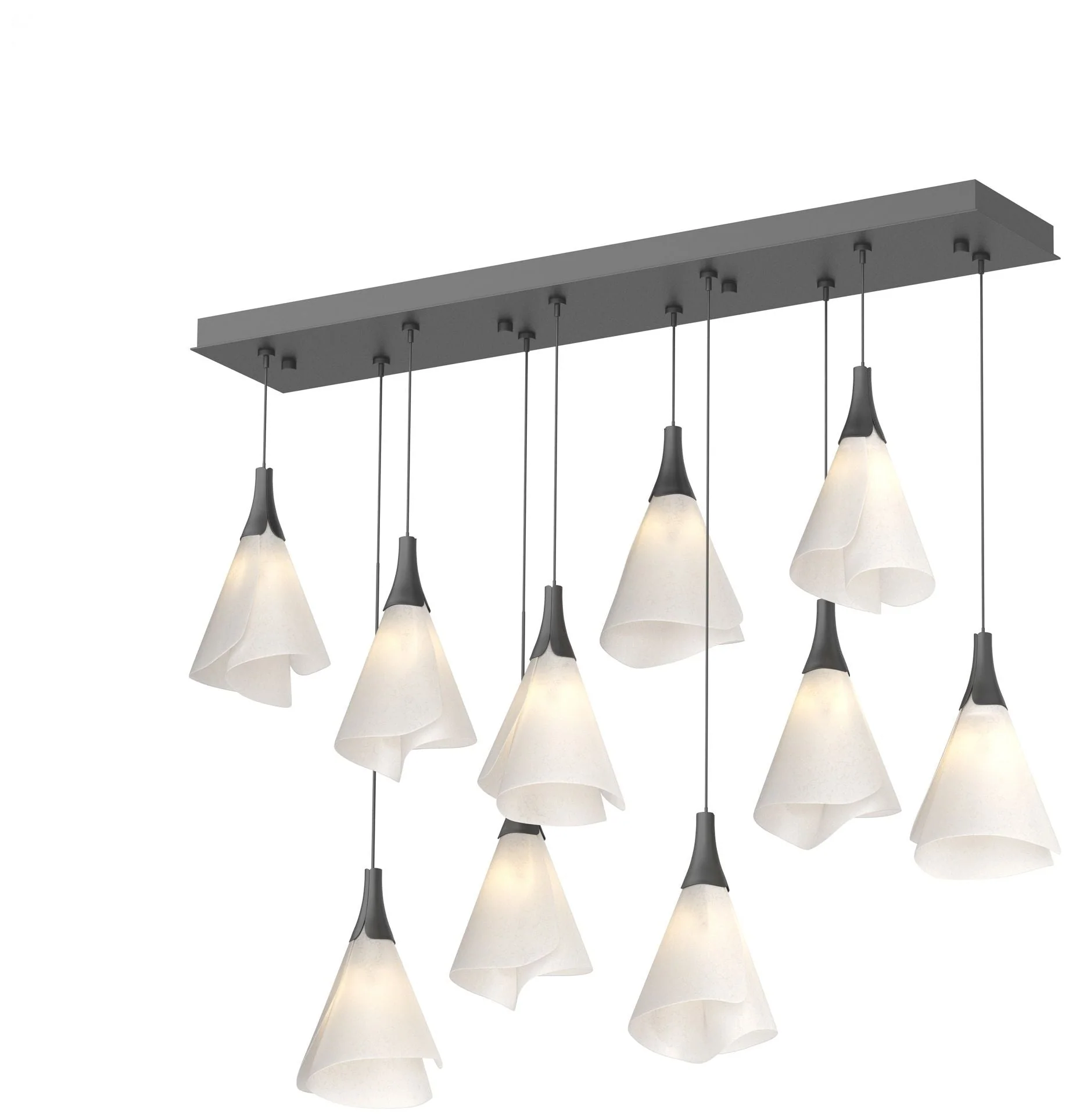 Mobius 45.6" Rectangular Black Long Pendant with Spun Frost Shade - Image 1