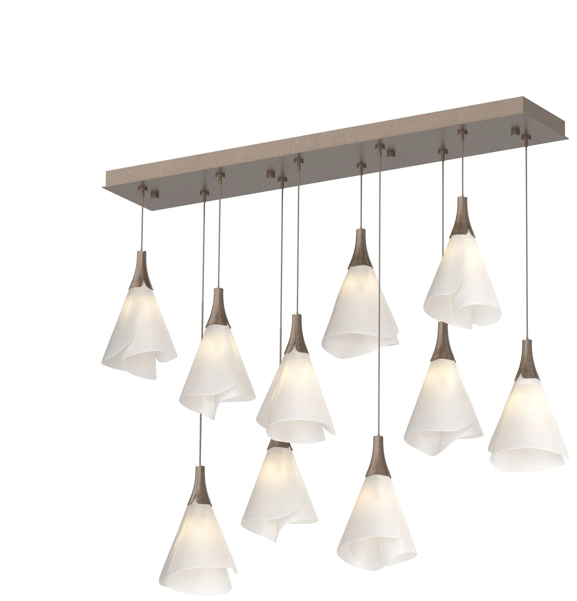 Mobius 45.6" Rectangular Bronze Long Pendant with Spun Frost Shade - Image 1