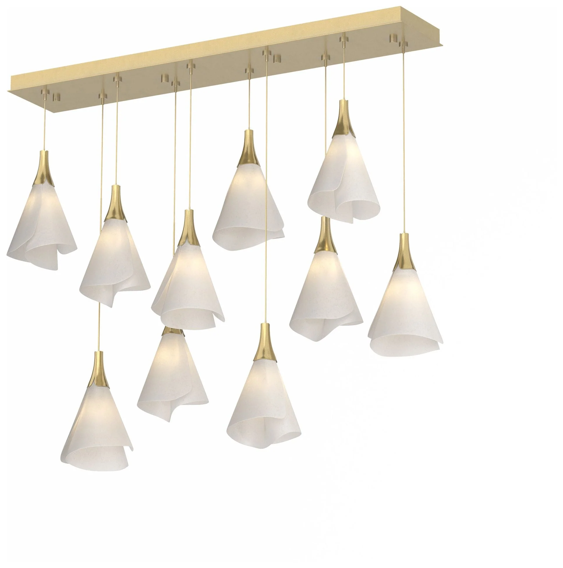 Mobius 45.6″ Rectangular Modern Brass Long Pendant with Spun Frost Sha
