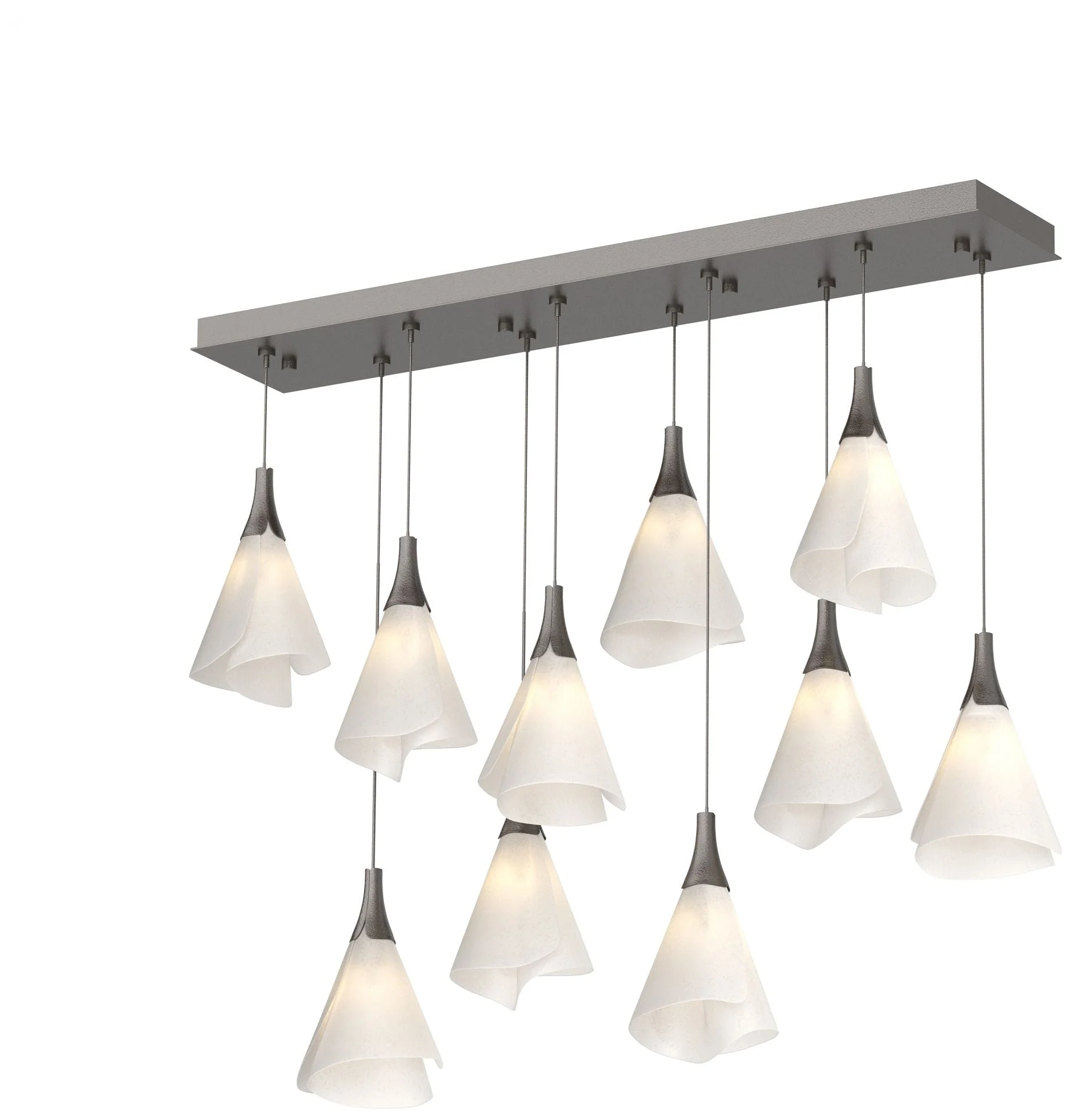 Mobius 45.6" Rectangular Rubbed Bronze Long Pendant with Spun Frost Sh - Image 1