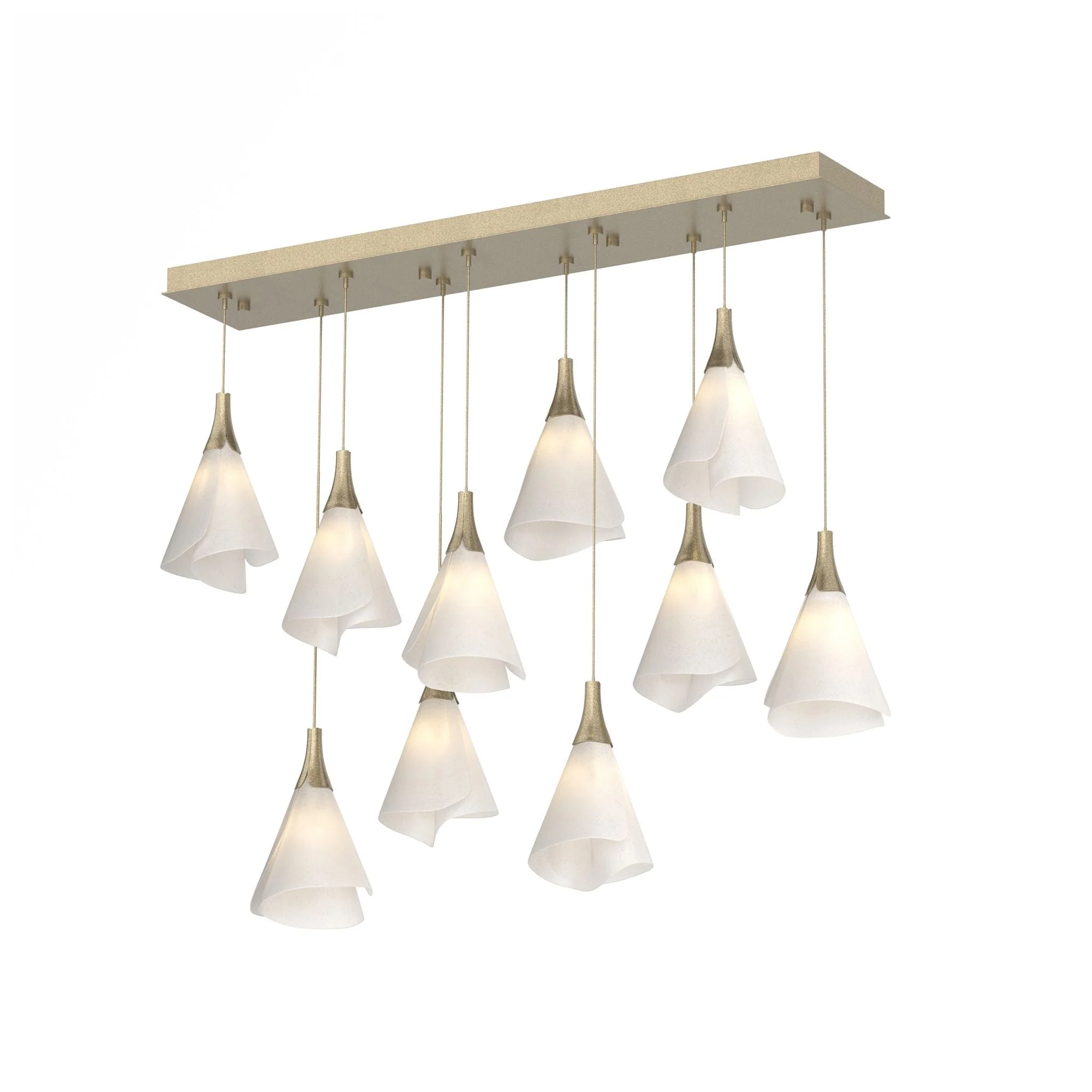 Mobius 45.6" Rectangular Soft Gold Long Pendant with Spun Frost Shade - Image 1