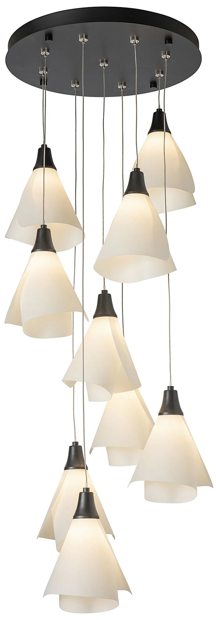 Mobius 9-Light Round Pendant - Black Finish - Frost Shade - Standard Height - Image 1