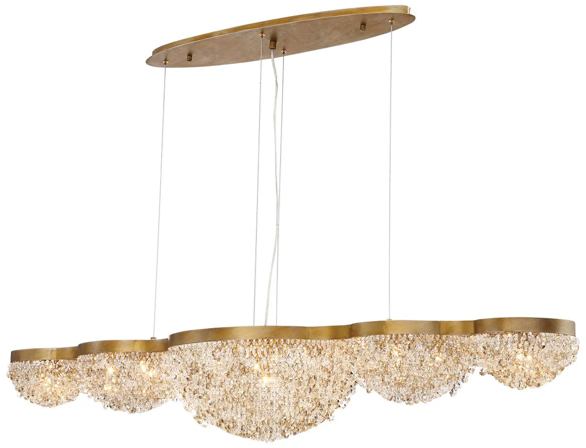 Mondo 59" Wide Antique Gold Crystal 15-Light Chandelier - Image 3