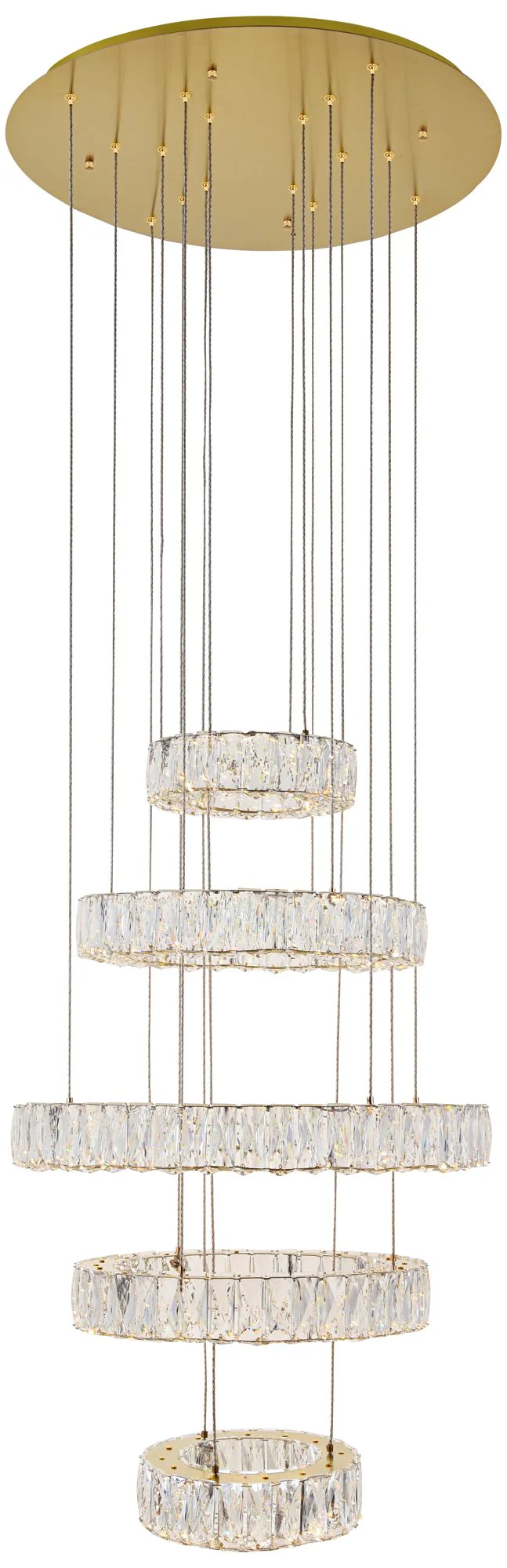 Monroe 25 1/2" Wide Gold and Crystal 5-Tier LED Chandelier - Image 2