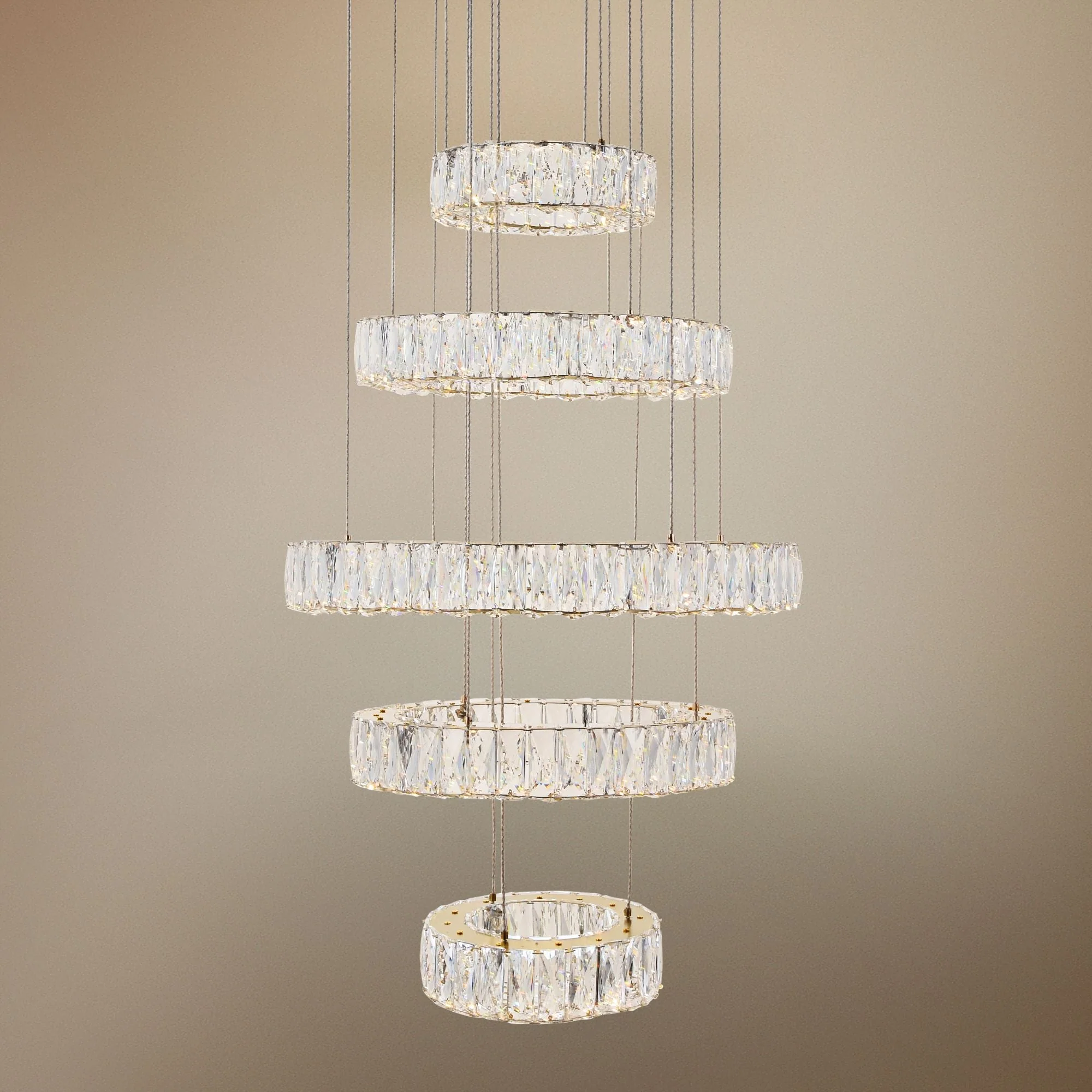 Monroe 25 1/2" Wide Gold and Crystal 5-Tier LED Chandelier - Image 1