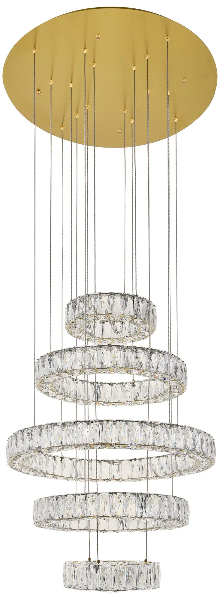 Monroe 25 1/2" Wide Gold and Crystal 5-Tier LED Chandelier - Image 3