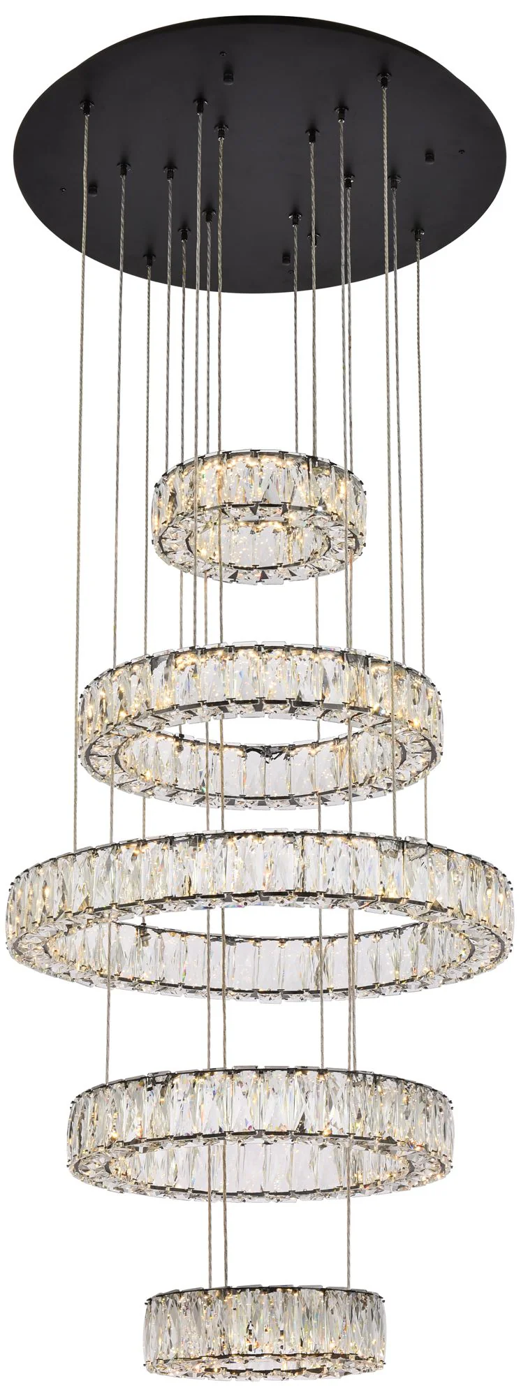 Monroe 25" Led Five Ring Chandelier In Black - Image 1
