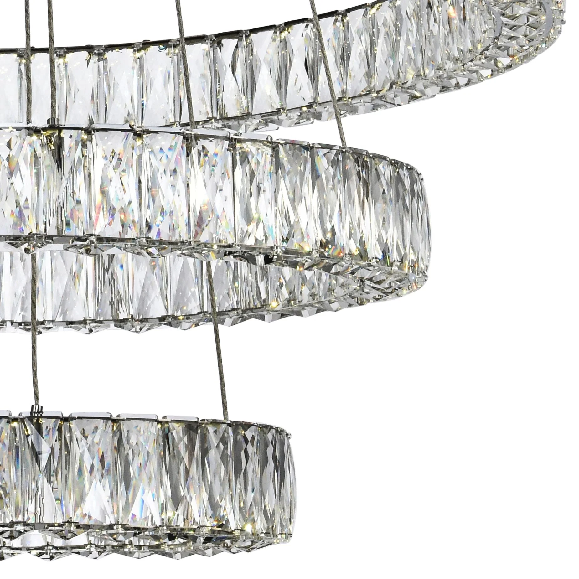 Monroe 31 1/2" Wide Chrome 3-Ring LED Chip Pendant - Image 2