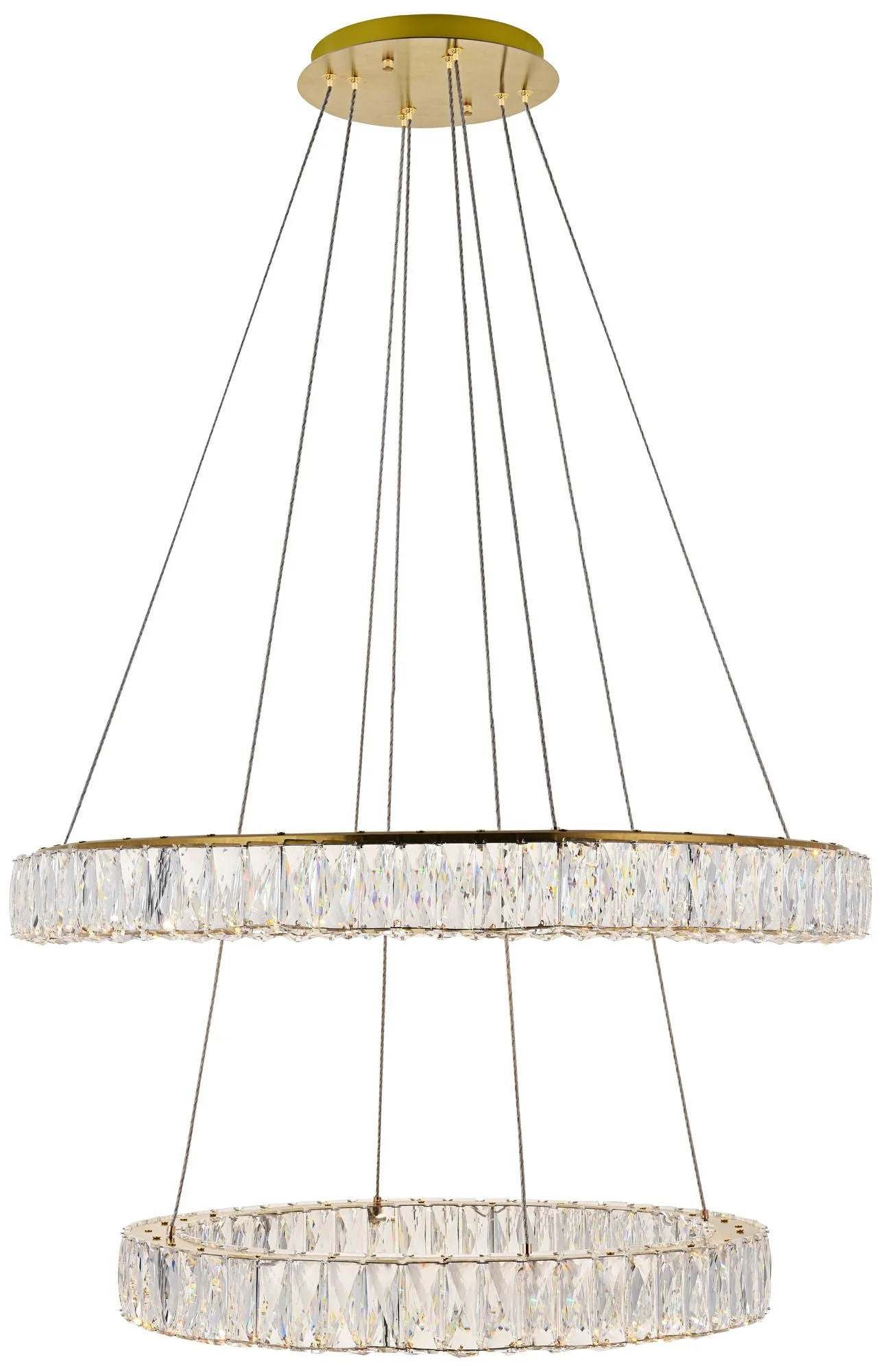 Monroe 31 1/2" Wide Gold and Crystal 2-Tier LED Chandelier - Image 2