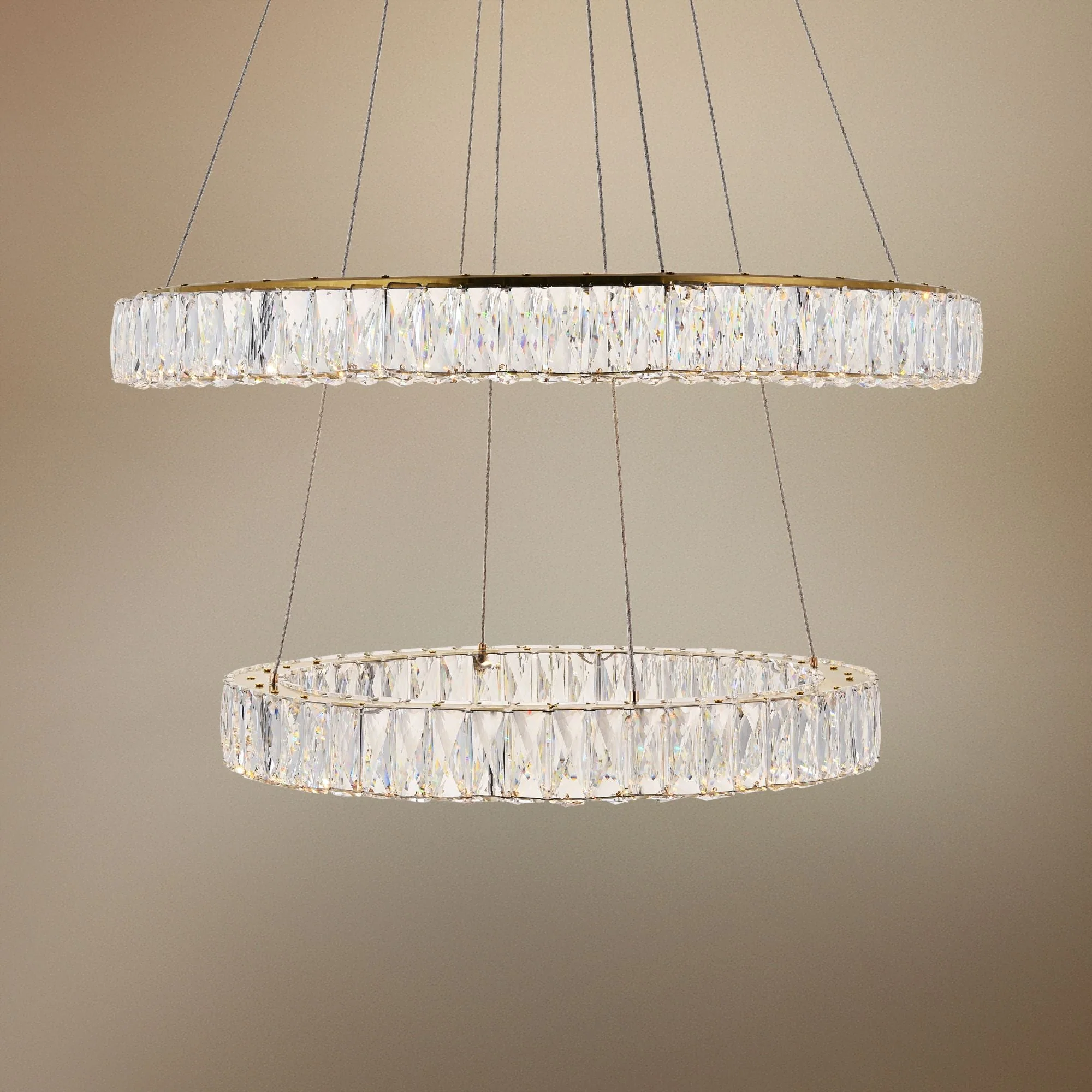 Monroe 31 1/2" Wide Gold and Crystal 2-Tier LED Chandelier - Image 1